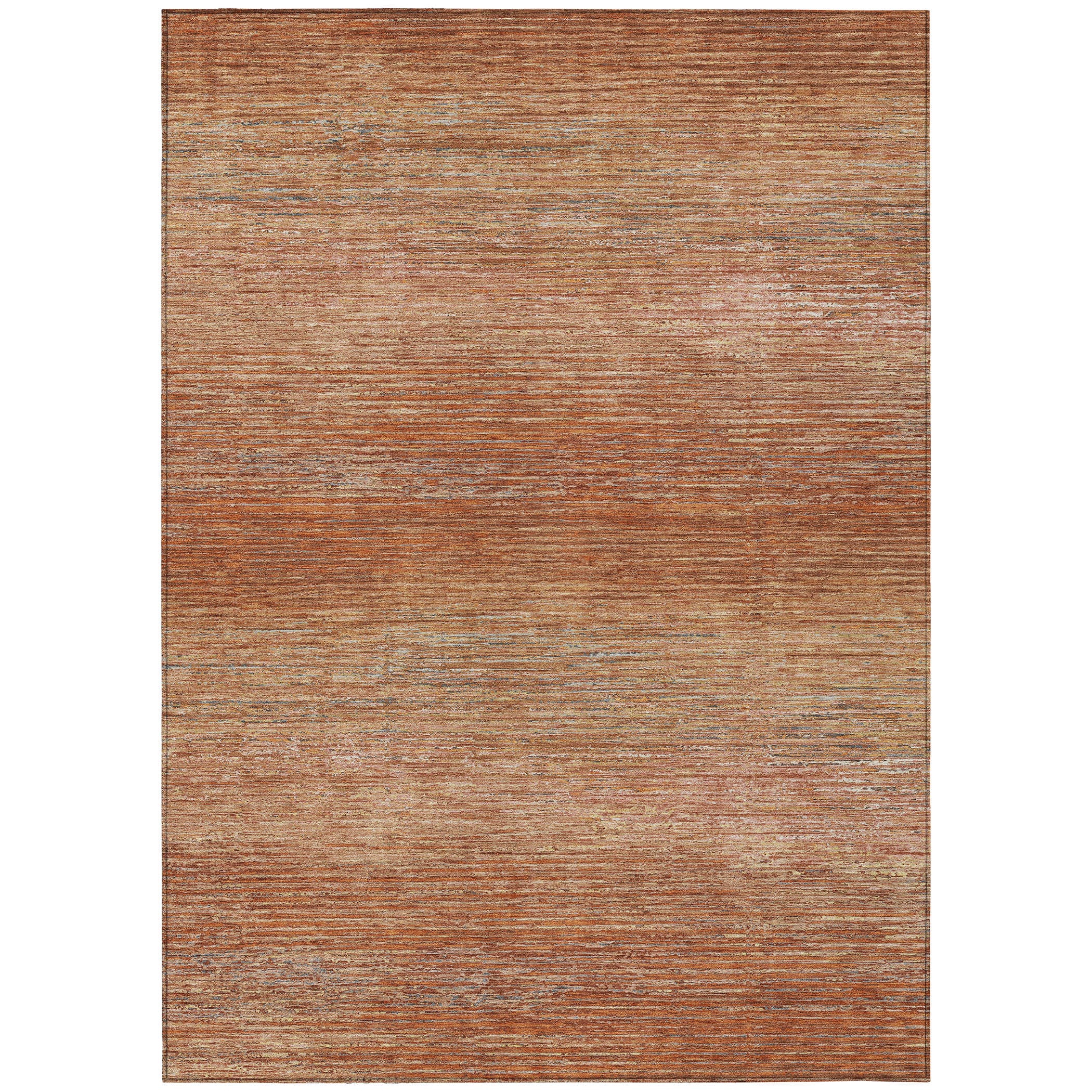 Copper Red Stripe Synthetic 9' x 12' Washable Rug
