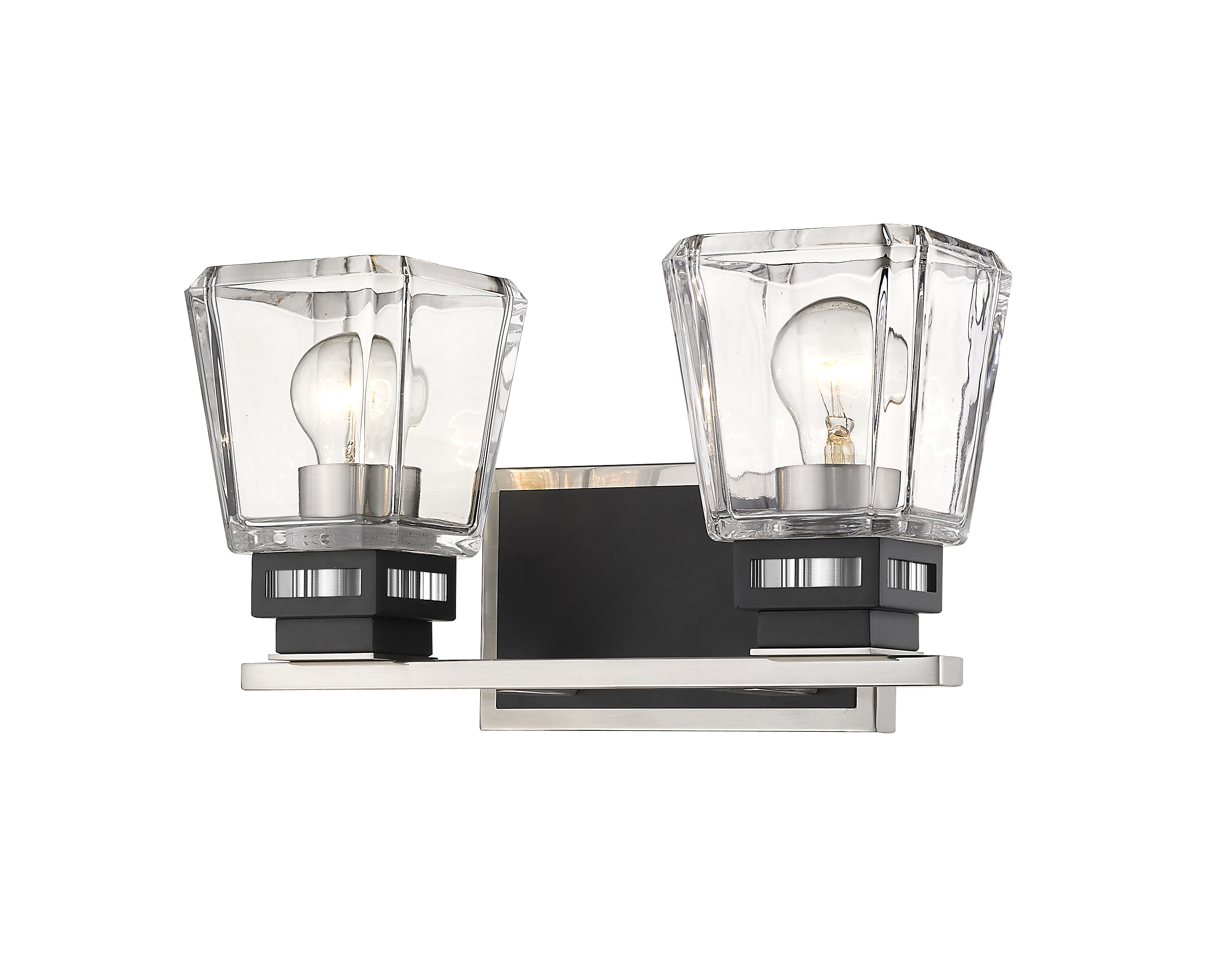 Z-Lite 474-2V-BN-MB Jackson 14.25-in 2-Light Brushed Nickel + Matte Black Transitional Vanity Light