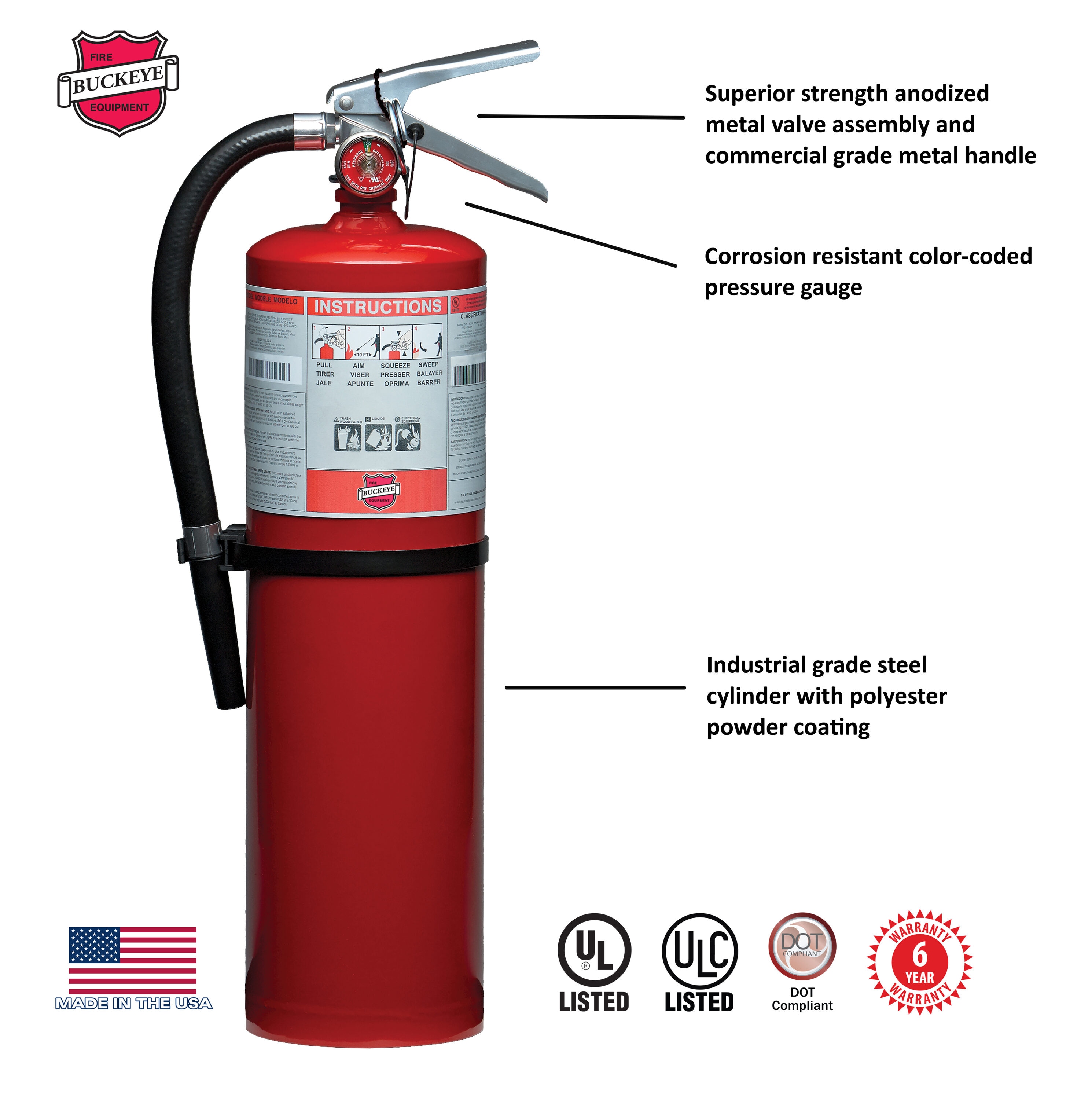 Buckeye 4-A:80-B:C Commercial Rechargeable Fire Extinguisher in the ...