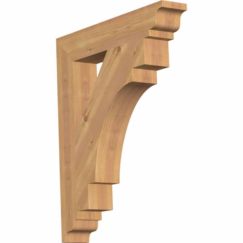 Ekena Millwork BKT04X22X26MRC01SWR Merced traditional smooth 3-1/2-in x 22-in x 26-in Western red cedar Brown Wood Standard bracket