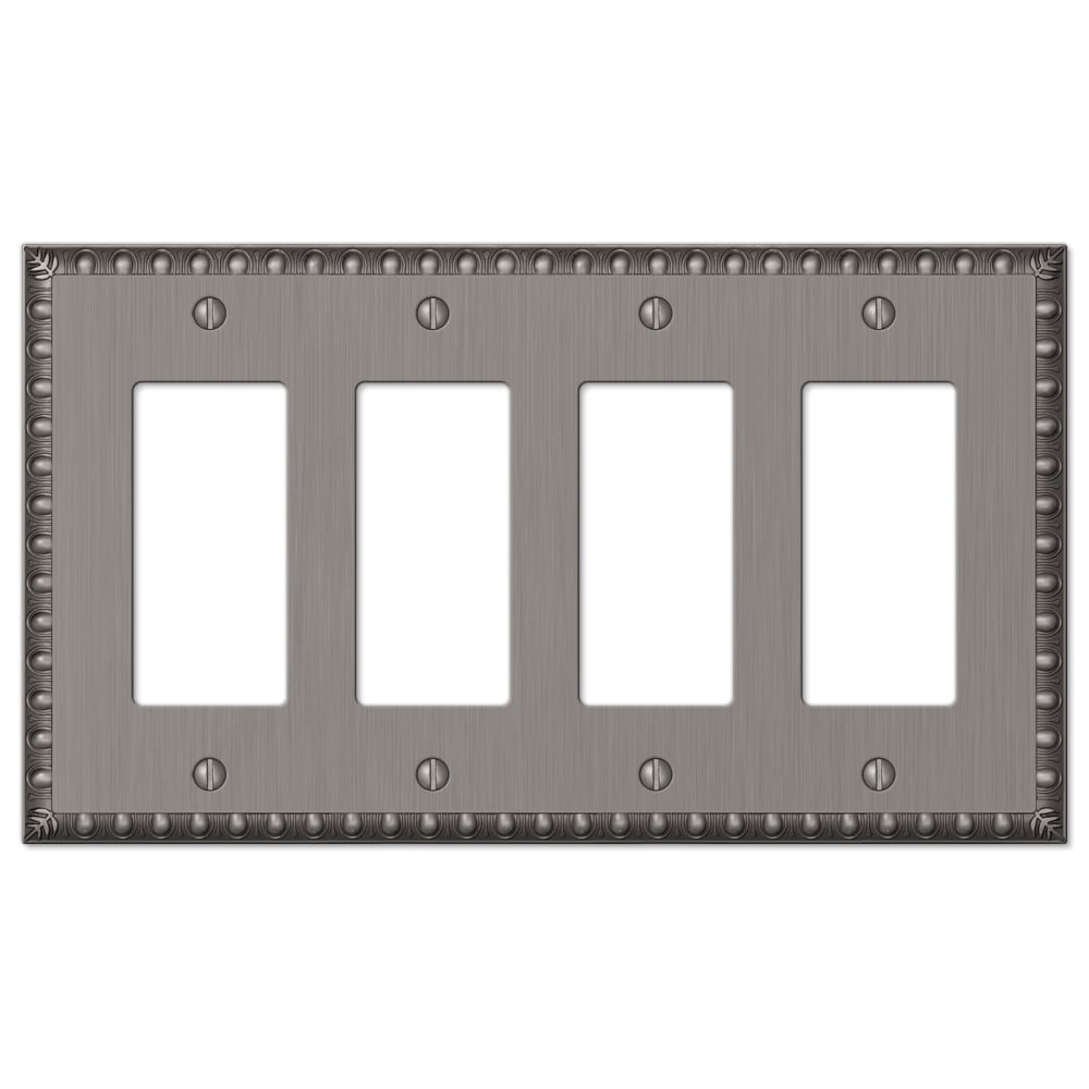 Amerelle 90R4AN 4 -Gang Standard Size Antique Nickel Metal Indoor Decorator Wall Plate