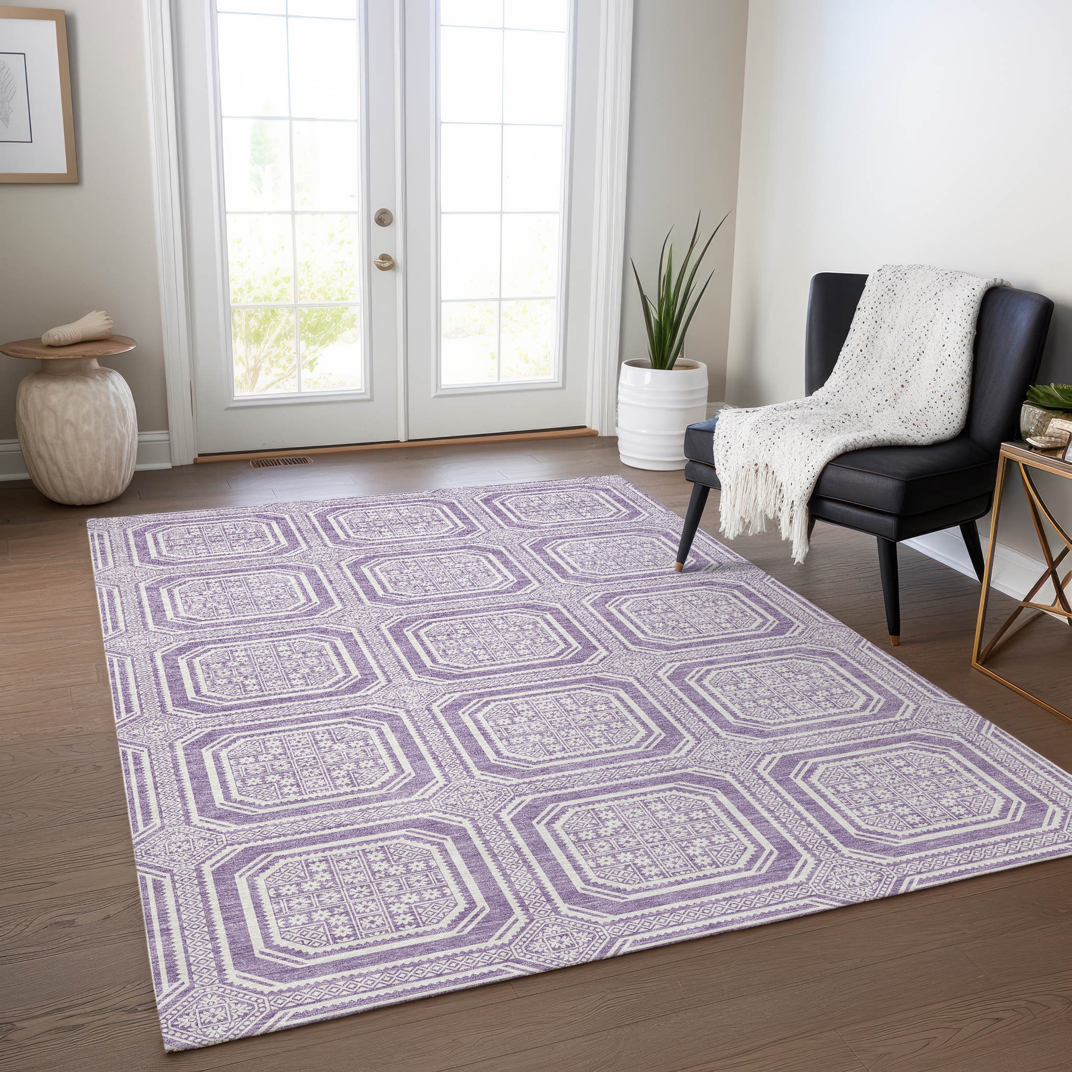 Addison Rugs ACN1457LV30X46 Chantille ACN1457LV 2 x 3 (ft) Polyester Lavender Rectangular Indoor/Outdoor Geometric Machine washable Area rug