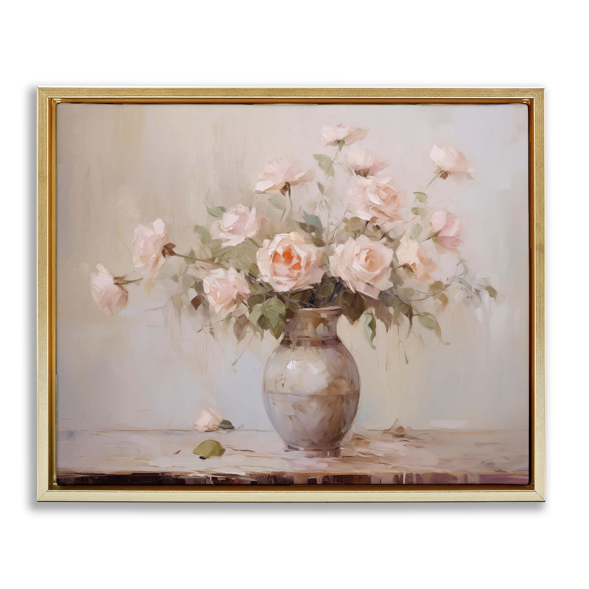 Stupell Industries BT-629-FFG-16X20 Romantic Bouquet of Roses Gold Framed Floater Canvas Wall Art By Arlington Prints 21 x 17