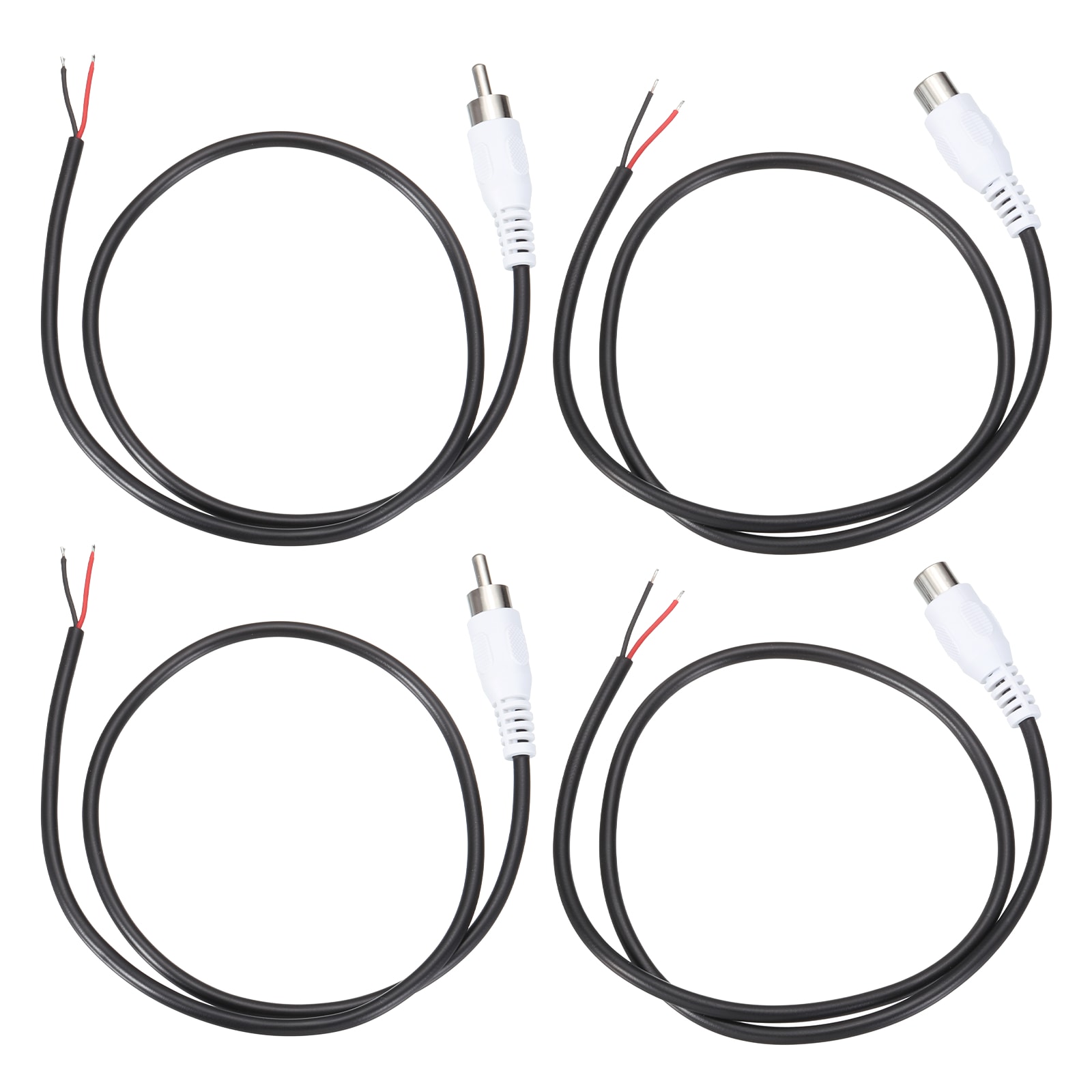 Unique Bargains 1.6FT RCA to Bare Wire Speaker Cable 22AWG Replacement White RCA Male Female Plug to Open End Pigtail Audio Cable Connector Adapter for Amplifier Home Audio Speakers 4pcs
