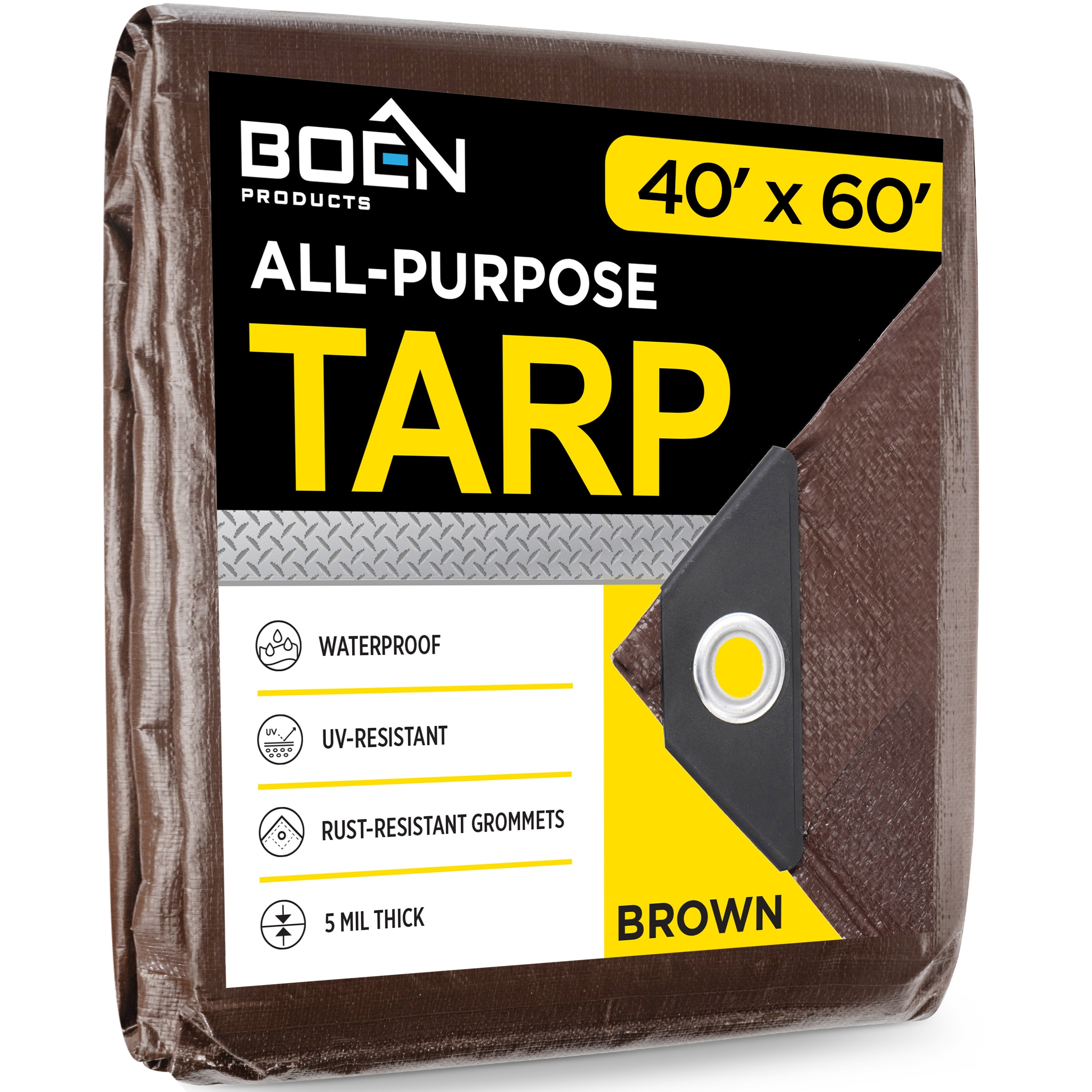 BOEN BR5T-4060 40-ft x 60-ft Brown Waterproof Commercial Polyethylene 5-Mils Tarp