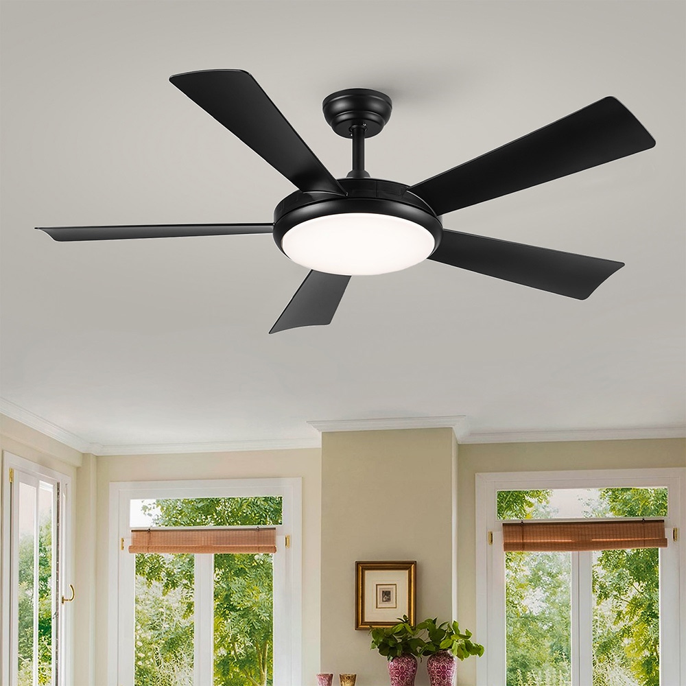 Topcraft Ceiling Fan 52-in Black with Abs Blades Color-changing ...