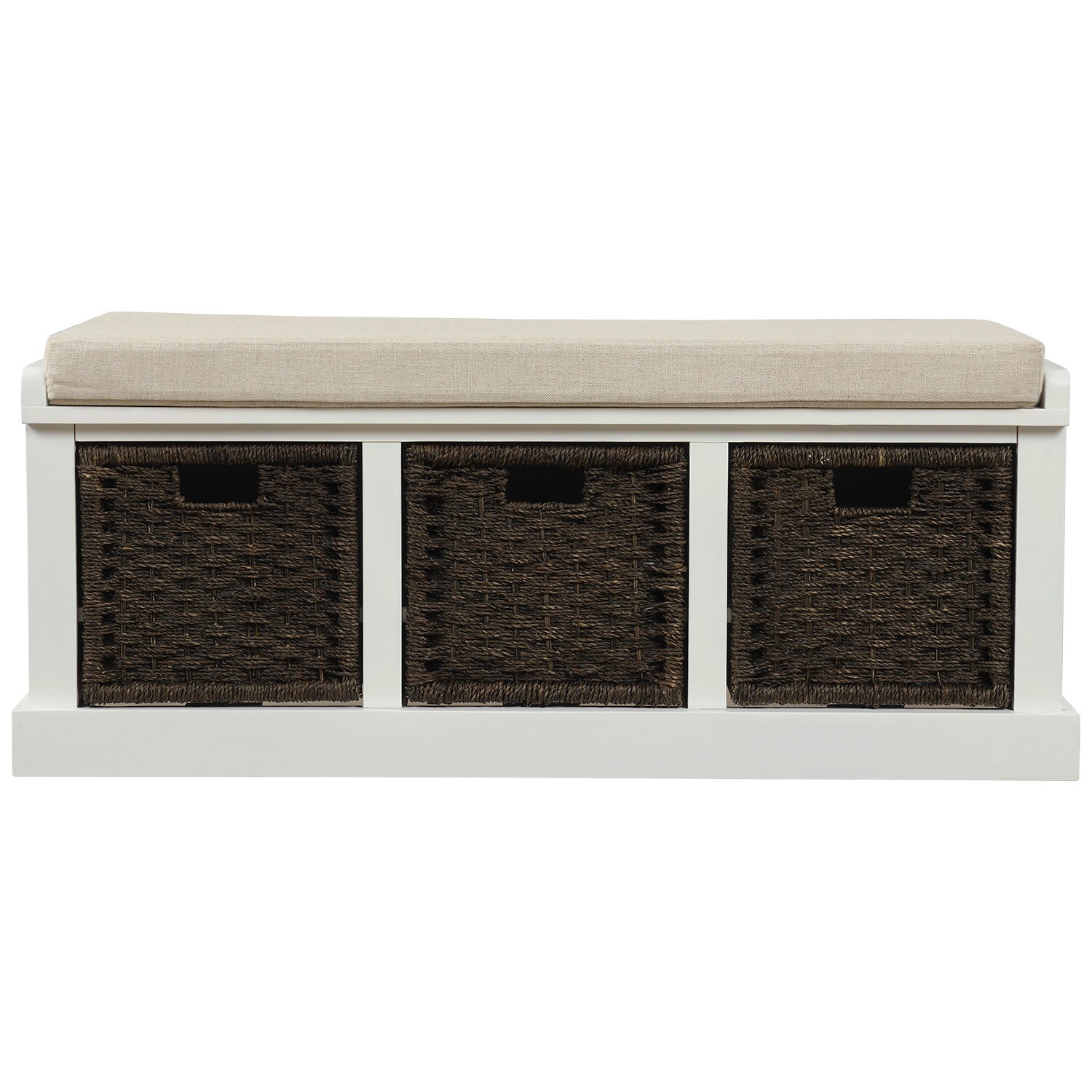 Mondawe OR-W3443K-TR Rustic White Storage Bench with Storage 41.3-in x 15.7-in x 17-in
