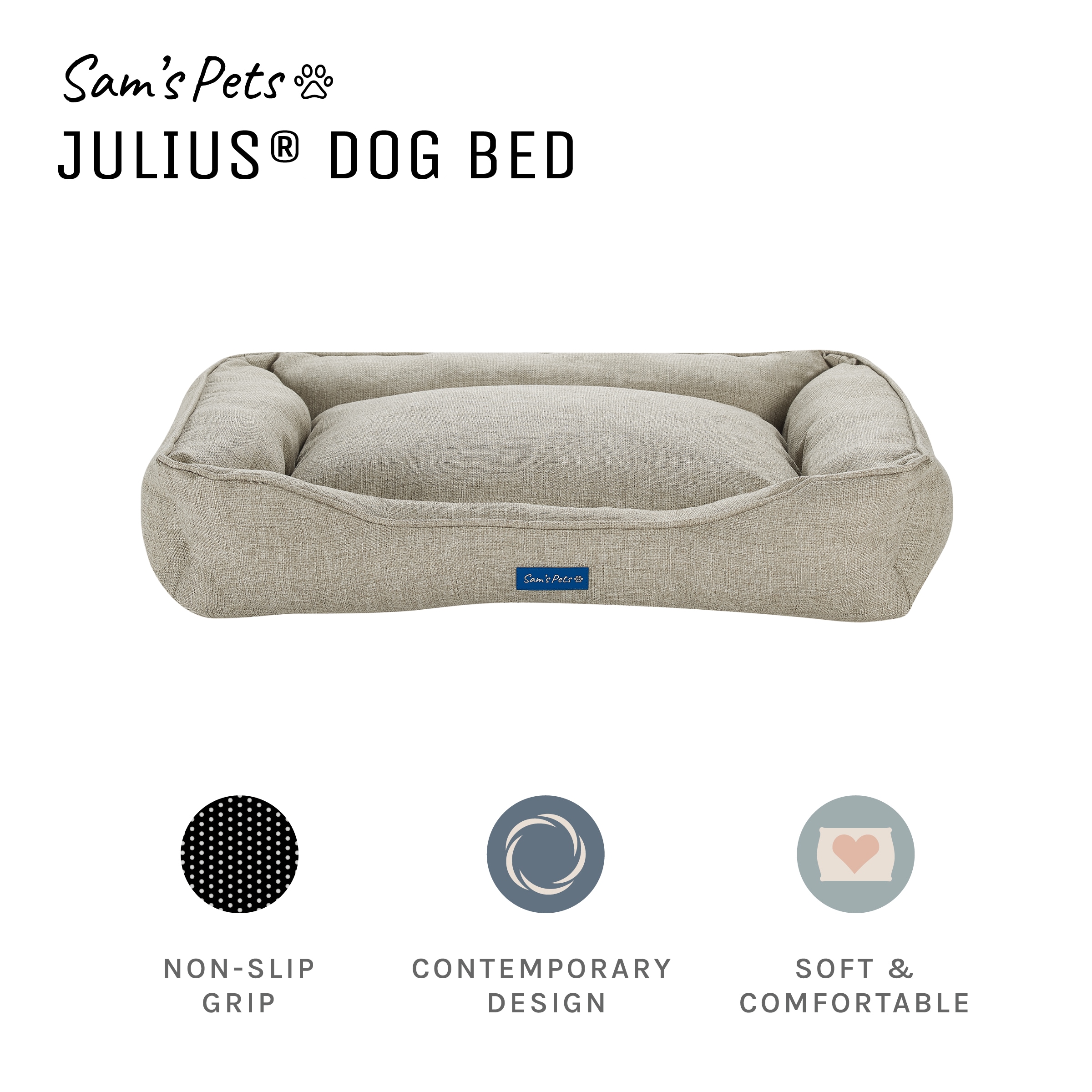 Sam s Pets Square Brown Bolster Dog Bed Medium in the Pet Beds