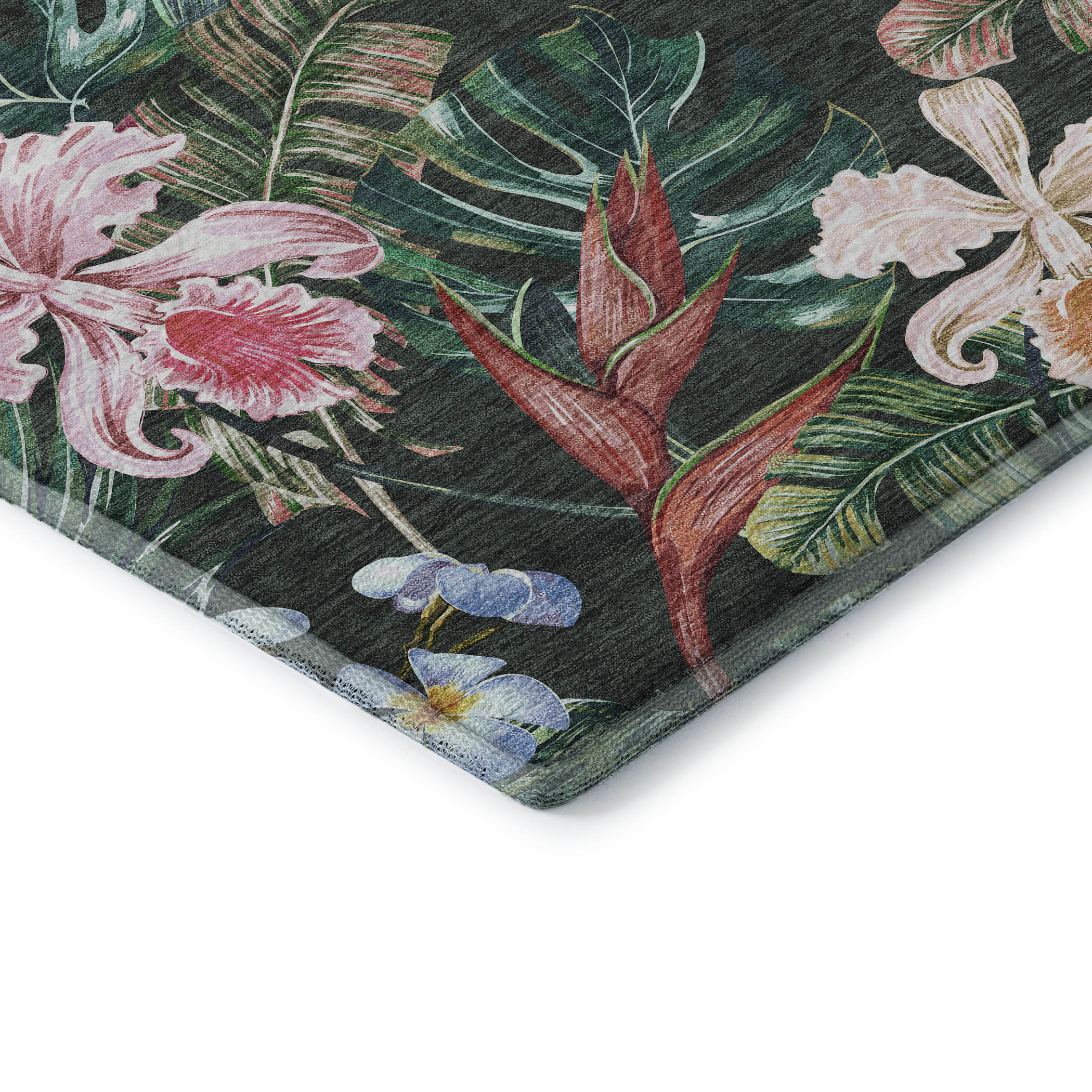 8' x 10' Red Synthetic Floral Washable Rug