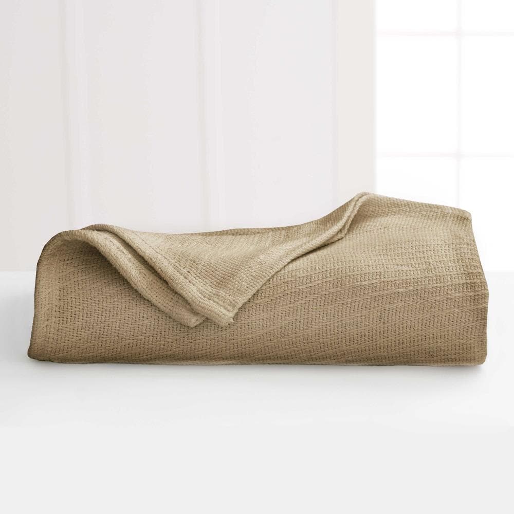 WestPoint Home 026705002125 Martex cotton blanket Khaki 90-in x 90-in Cotton Blanket