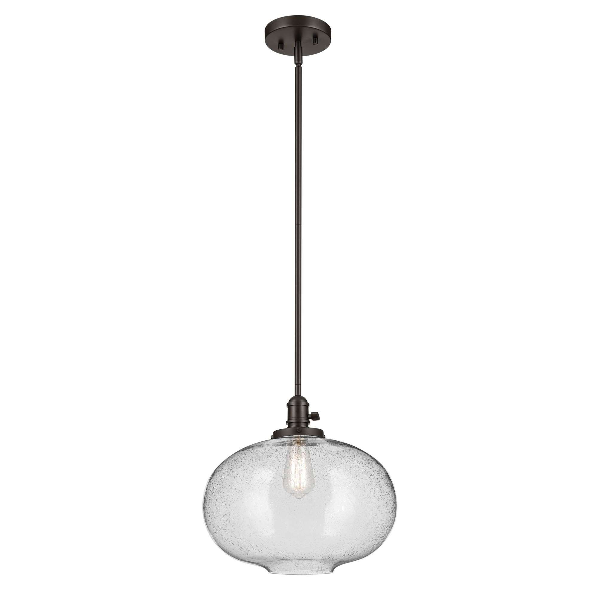 Kichler 43911OZ Avery 1 -Light Olde Bronze Industrial Seeded glass Globe Medium Hanging Pendant light