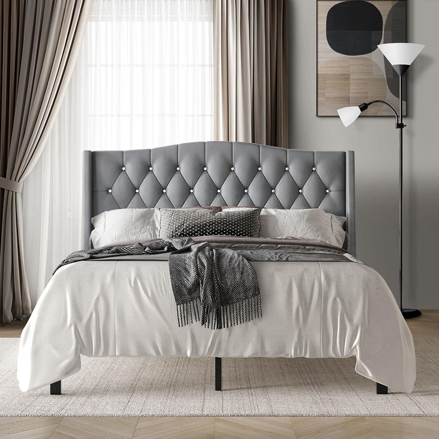 CasePiece C8360TPL-LGY-VV Light Grey Twin Wood Platform Bed
