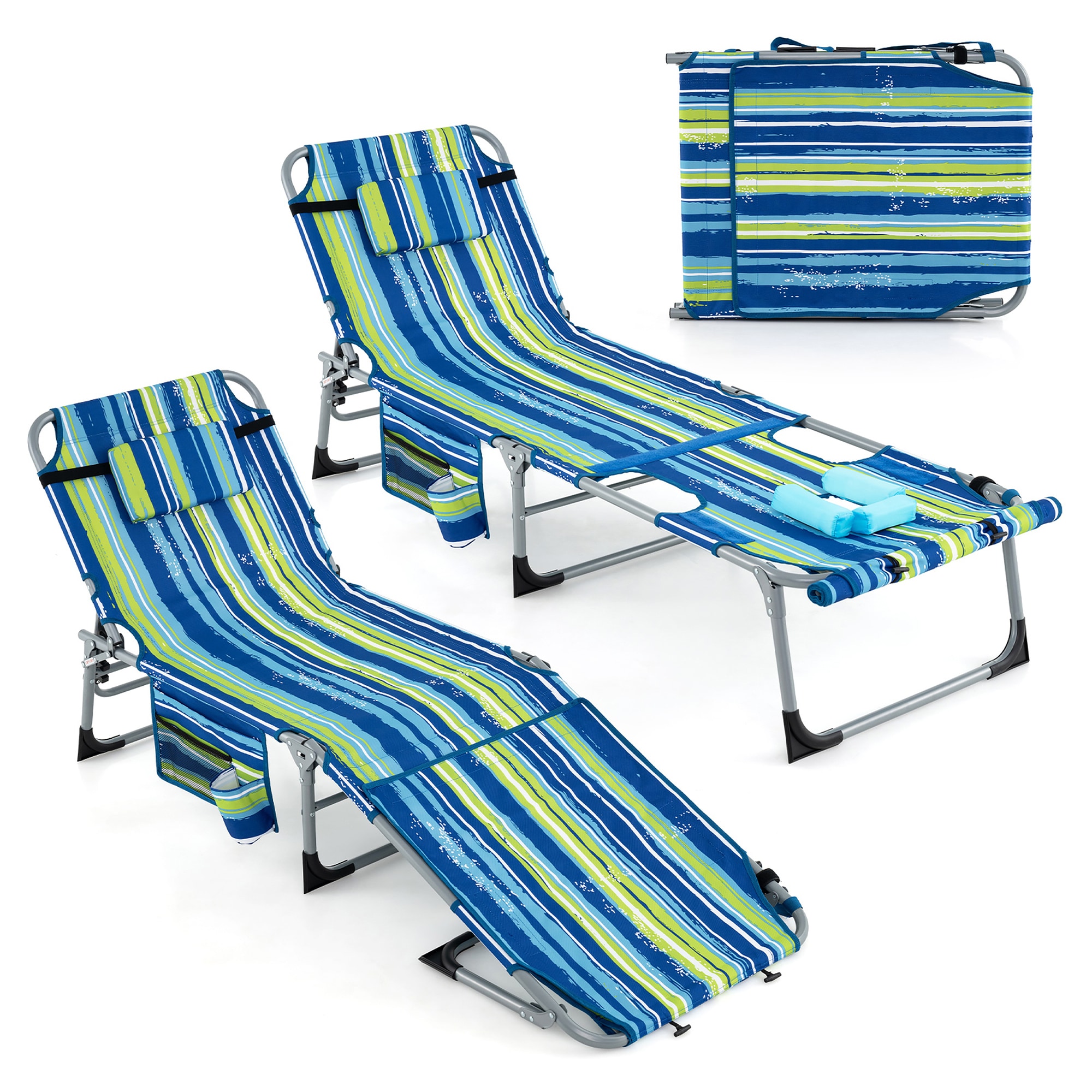 Costway HCST05586 Navy Blue Folding Beach lounger