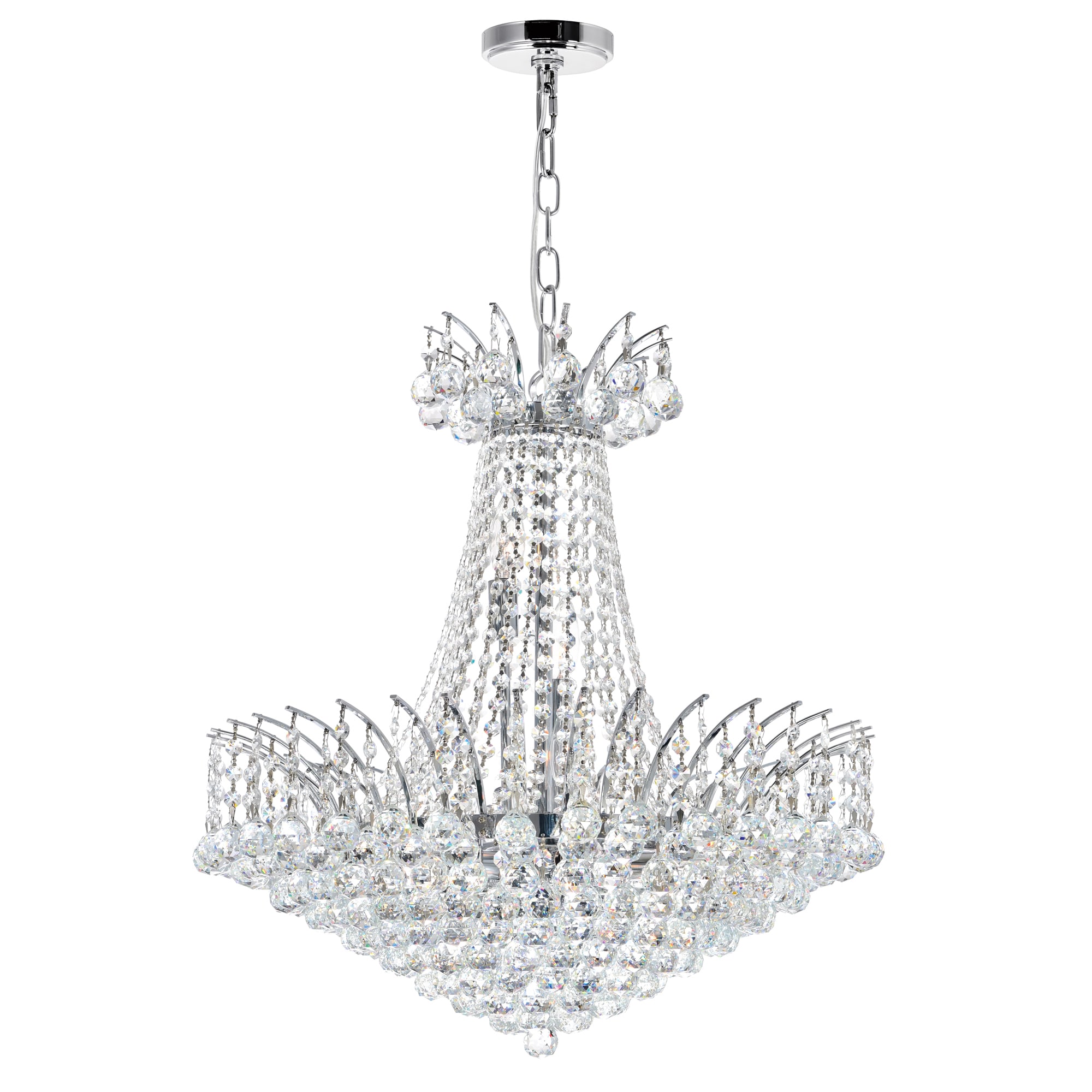 CWI Lighting 8010P24C Posh 11 -Light Chrome Traditional Crystal For Use in Bathrooms, Bedrooms, Dining Rooms, Foyers, Kitchens, Living Rooms Chandelier