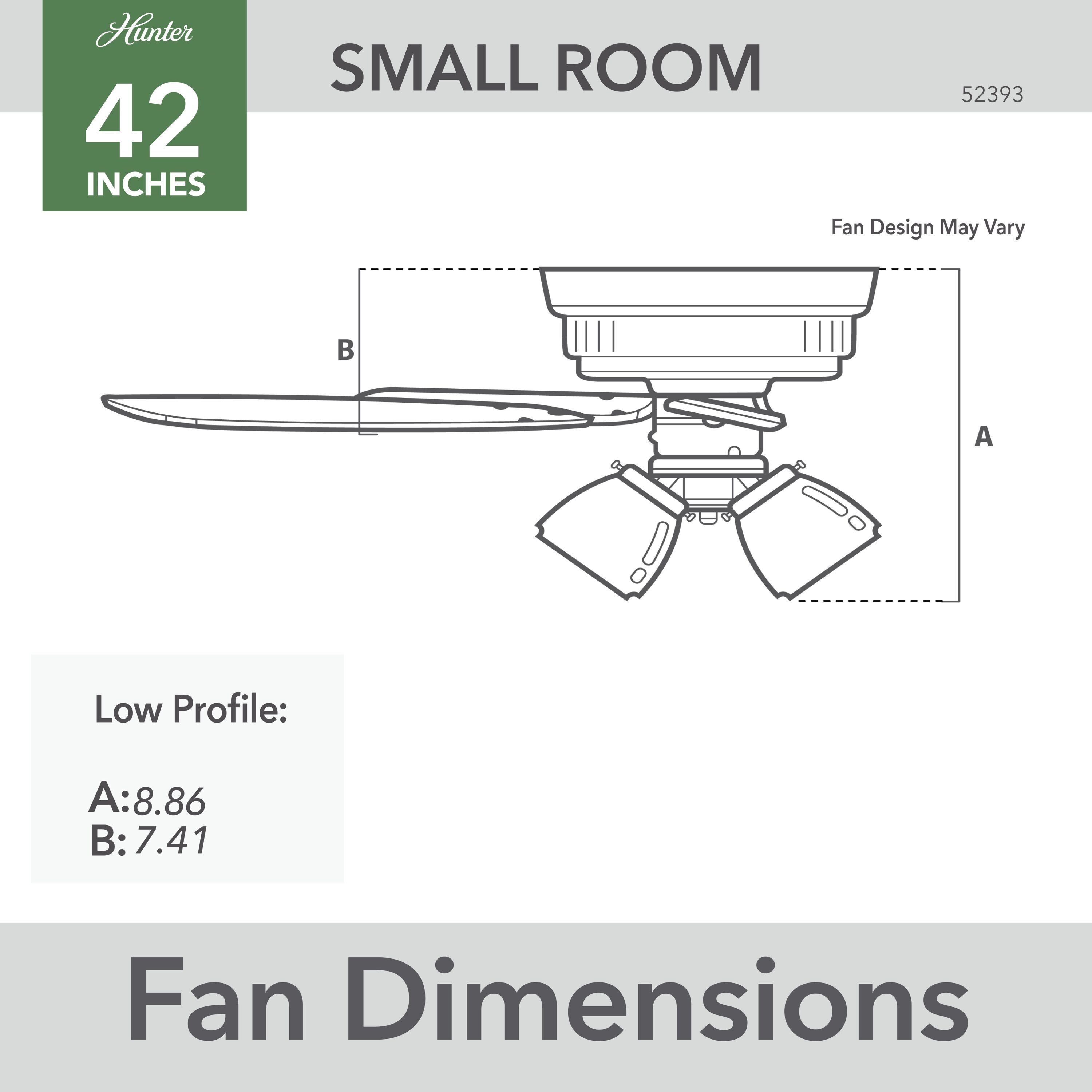 42" Matte Black Low Profile Ceiling Fan with LED Light