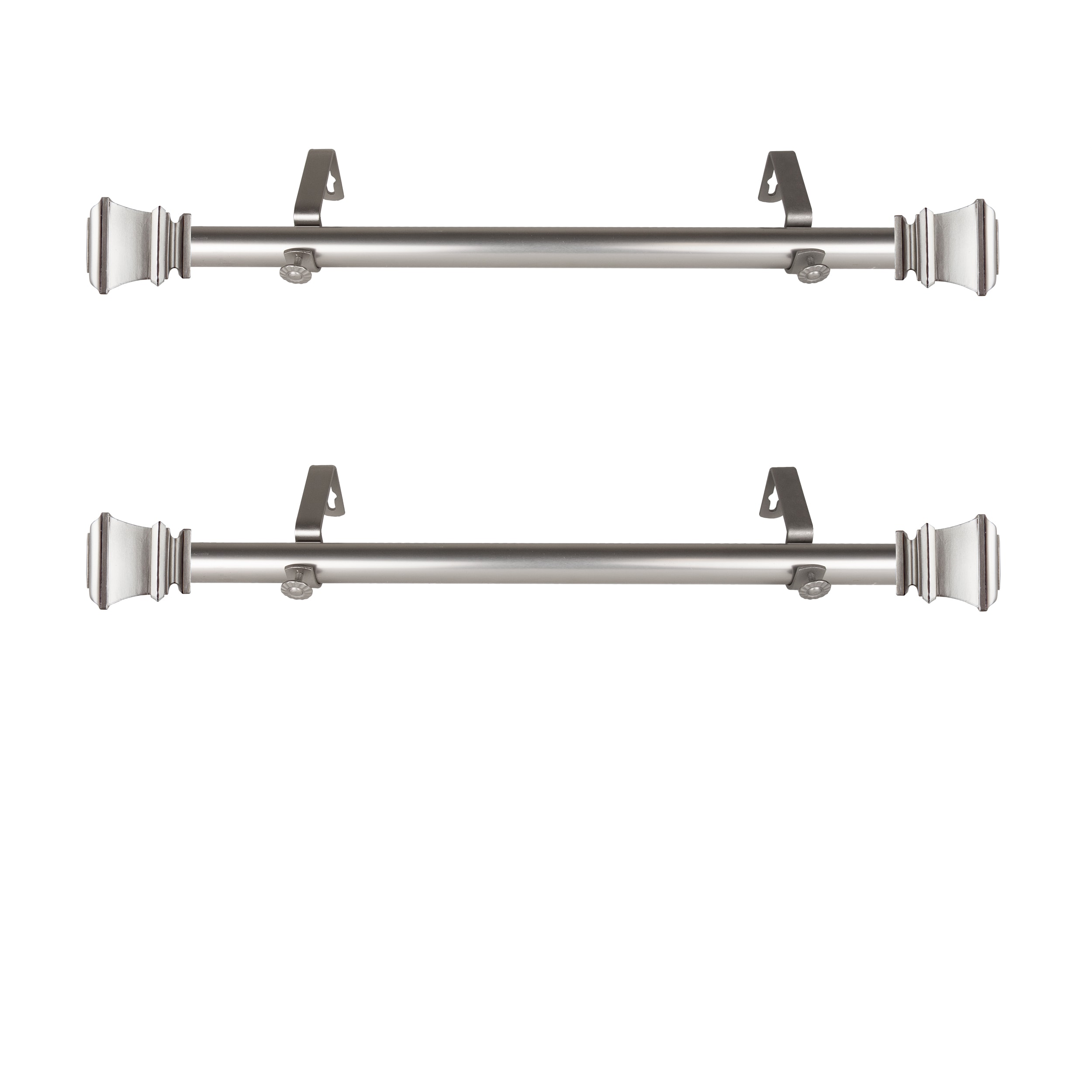Hart & Harlow L-SIDE100-77-5 Presley 1-in 12-in to 20-in Satin Nickel Steel Side curtain rod with Finials