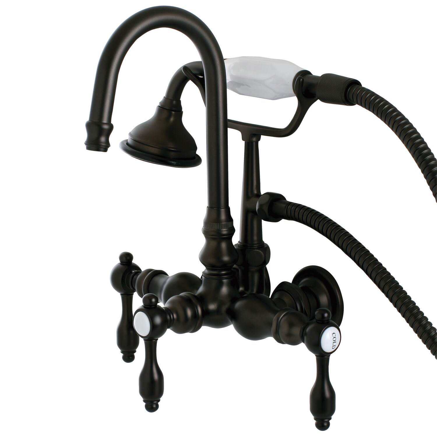 Wall Mount Oil Rubbed Bronze Clawfoot Bathtub Tub Faucet w/Hand Shower Spray Tap 