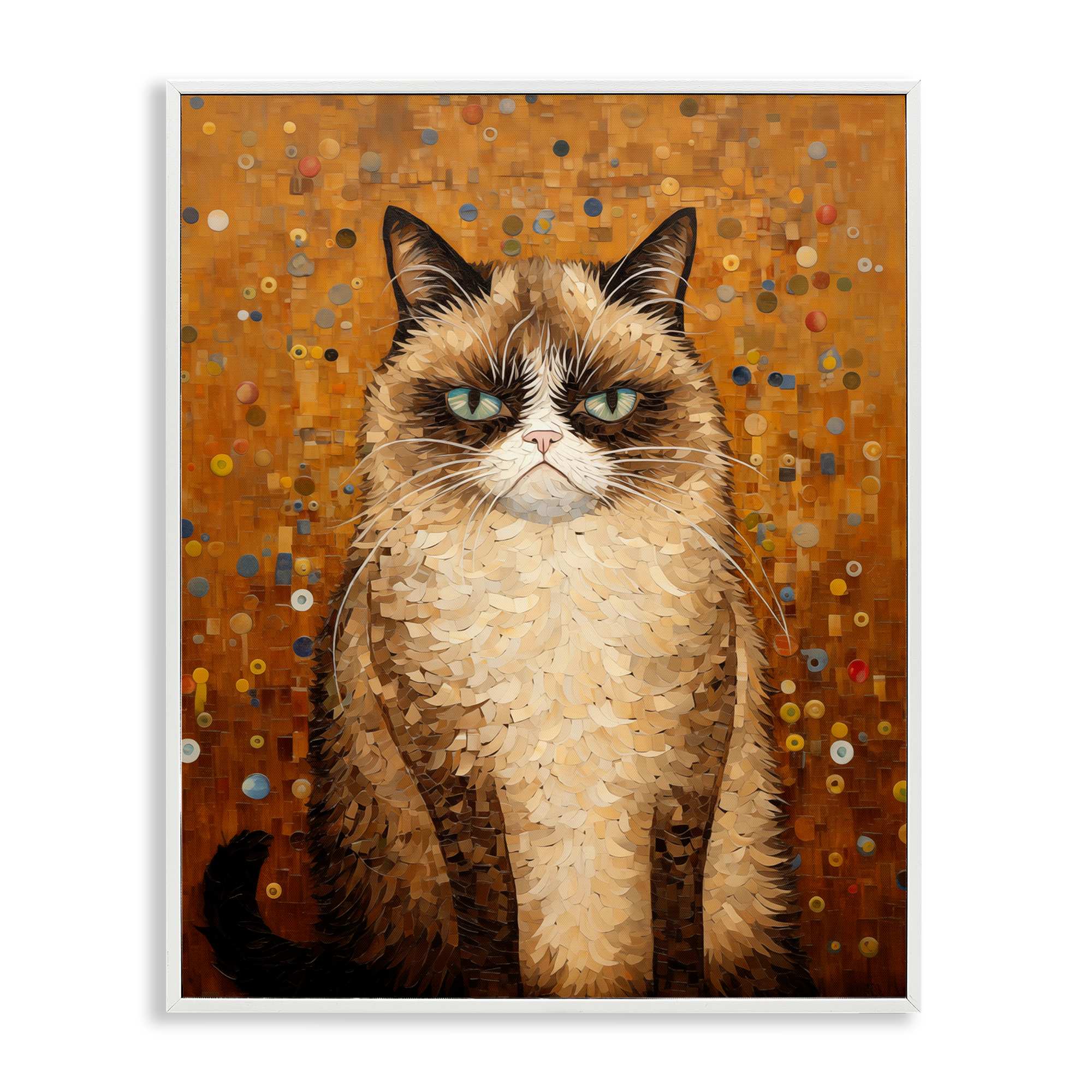 Stupell Industries BT-867-WFR-11X14 Grumpy Klimt Cat Framed Giclee design by Arlington Prints