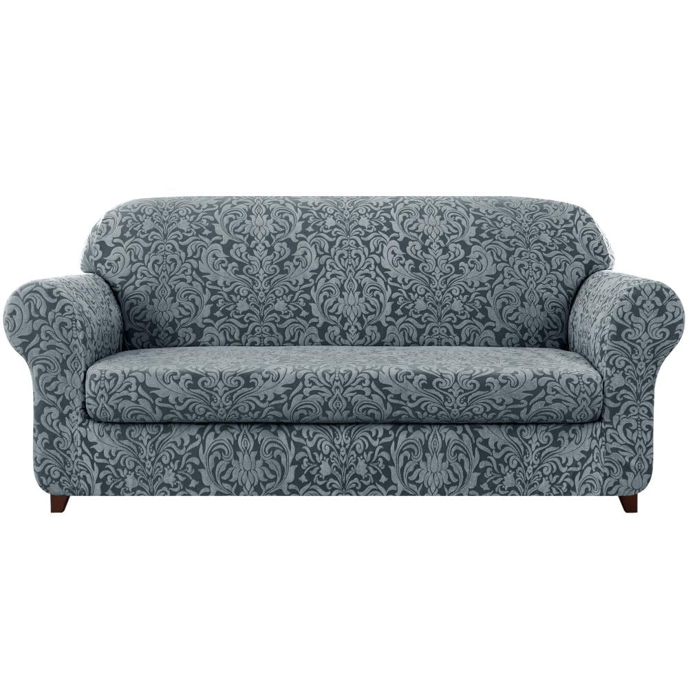 Subrtex SBTDTHSFT205 Damask Grayish Green Jacquard Loveseat Slipcover 70-in W x 41-in H x 42-in D