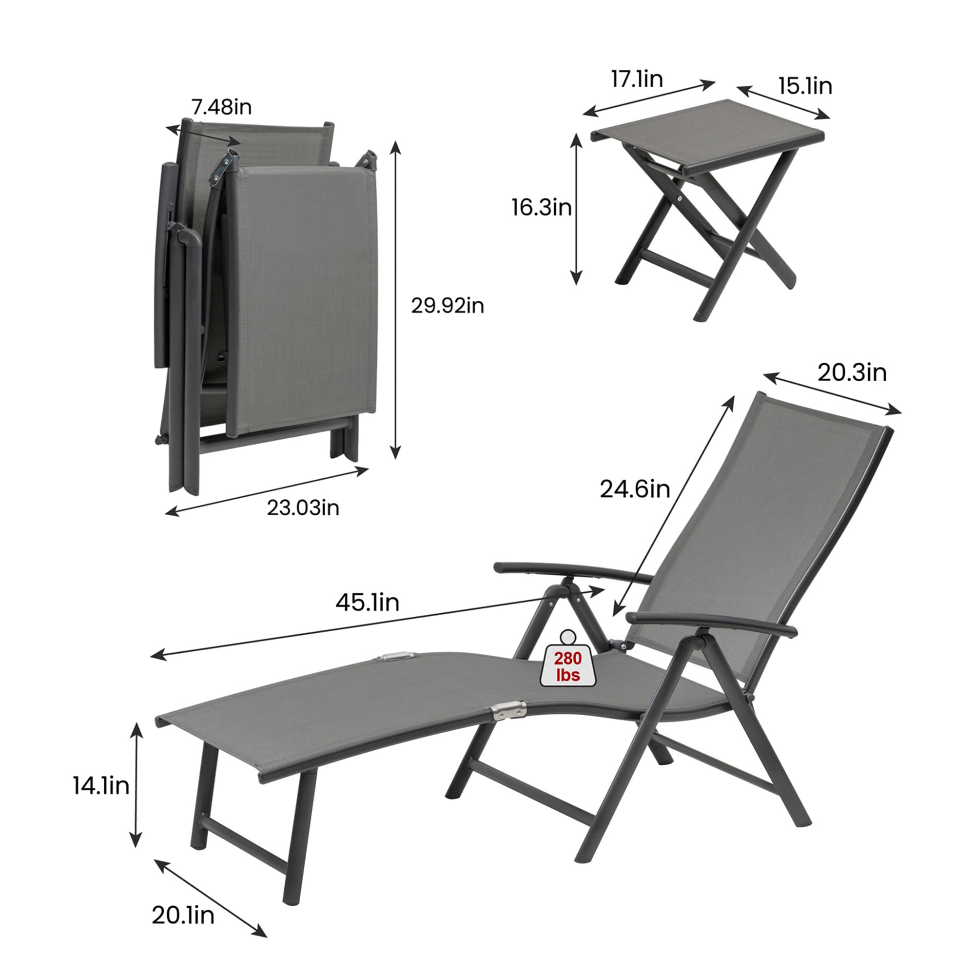 Pellebant lounge chair set 3-Piece Patio Conversation Set with Multiple ...