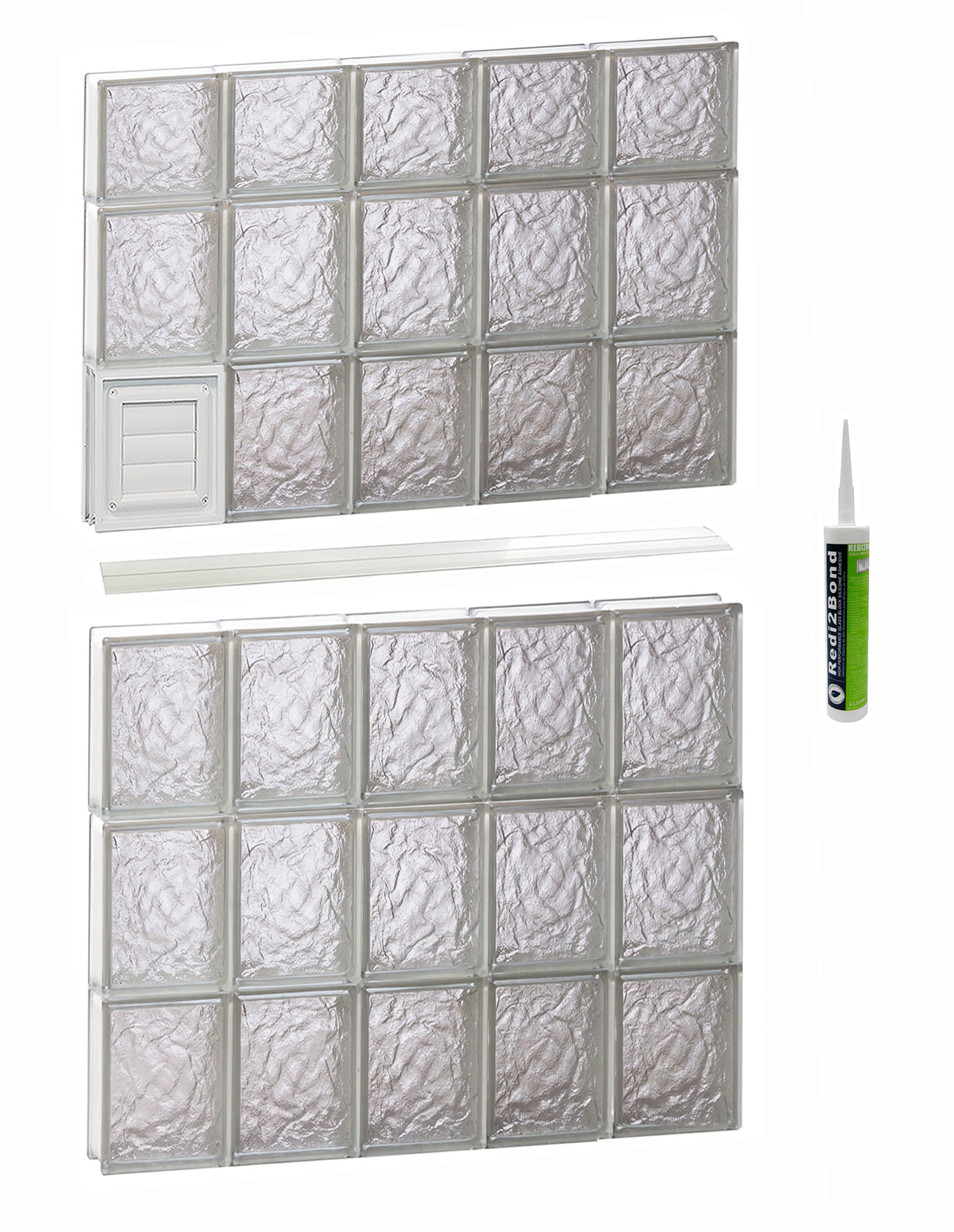 REDI2SET D3046IS Ice Glass 28-3/4-in x 44-1/2-in Frameless Replacement Dryer vent Glass Block Window