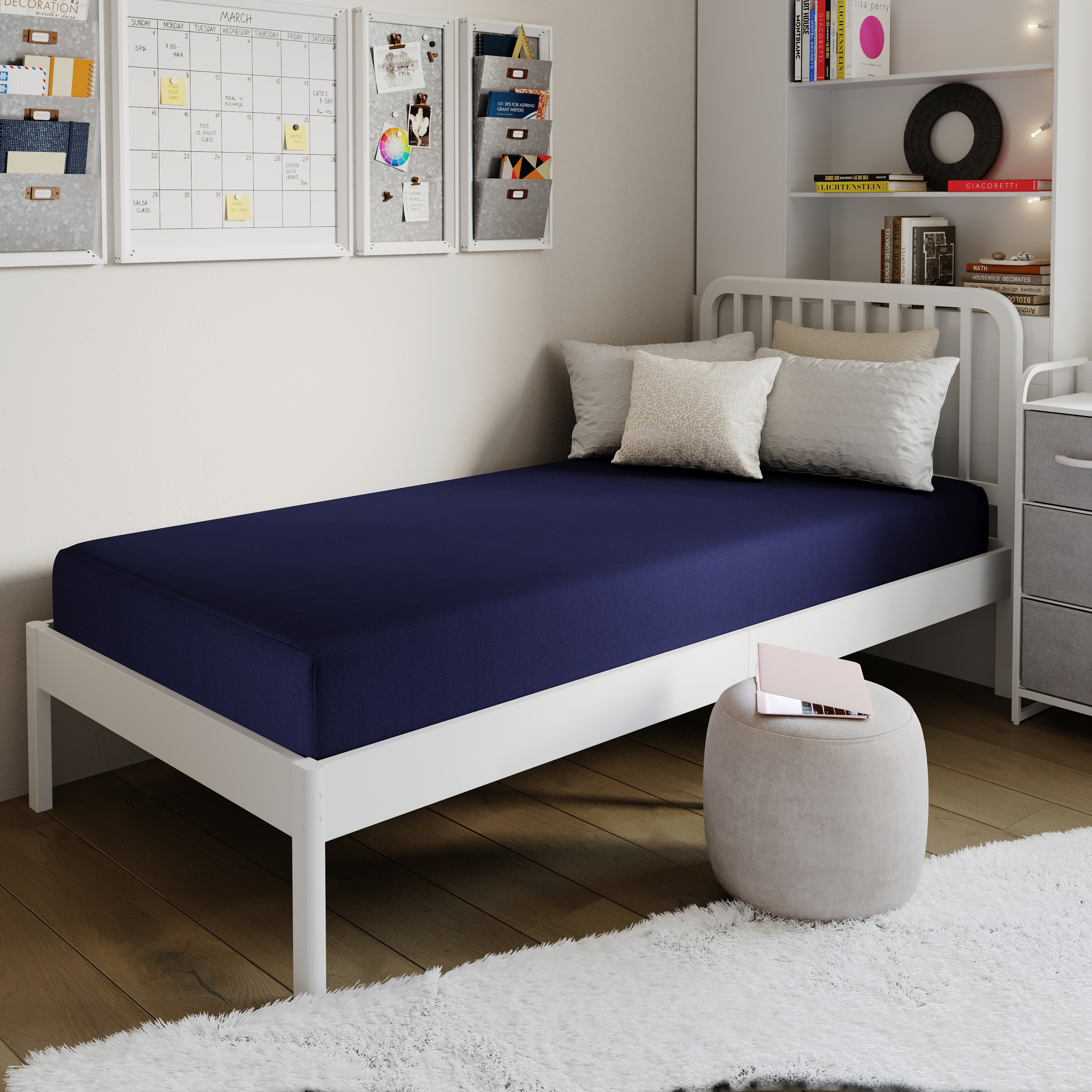 Flash Furniture 196861131530 Irvine Liquid-Resistant Memory Foam 8-in Twin XL Mattress with Removable Cover with Zipper in Blue