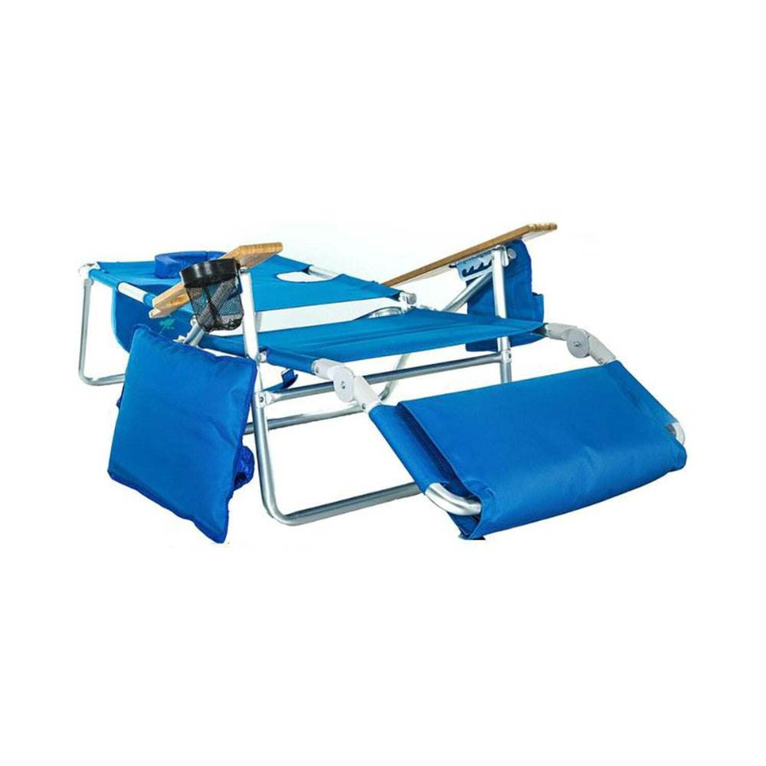 Blue Adjustable Aluminum Outdoor Reclining Beach Chair with Footrest