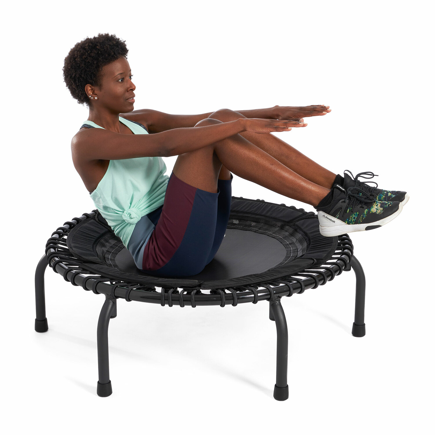 JumpSport 350F, Folding Fitness Trampoline, in-Home Rebounder, Easy  Transport, No-Tip Arched Legs, Safe & Stable Bounce for Quality &  Durability
