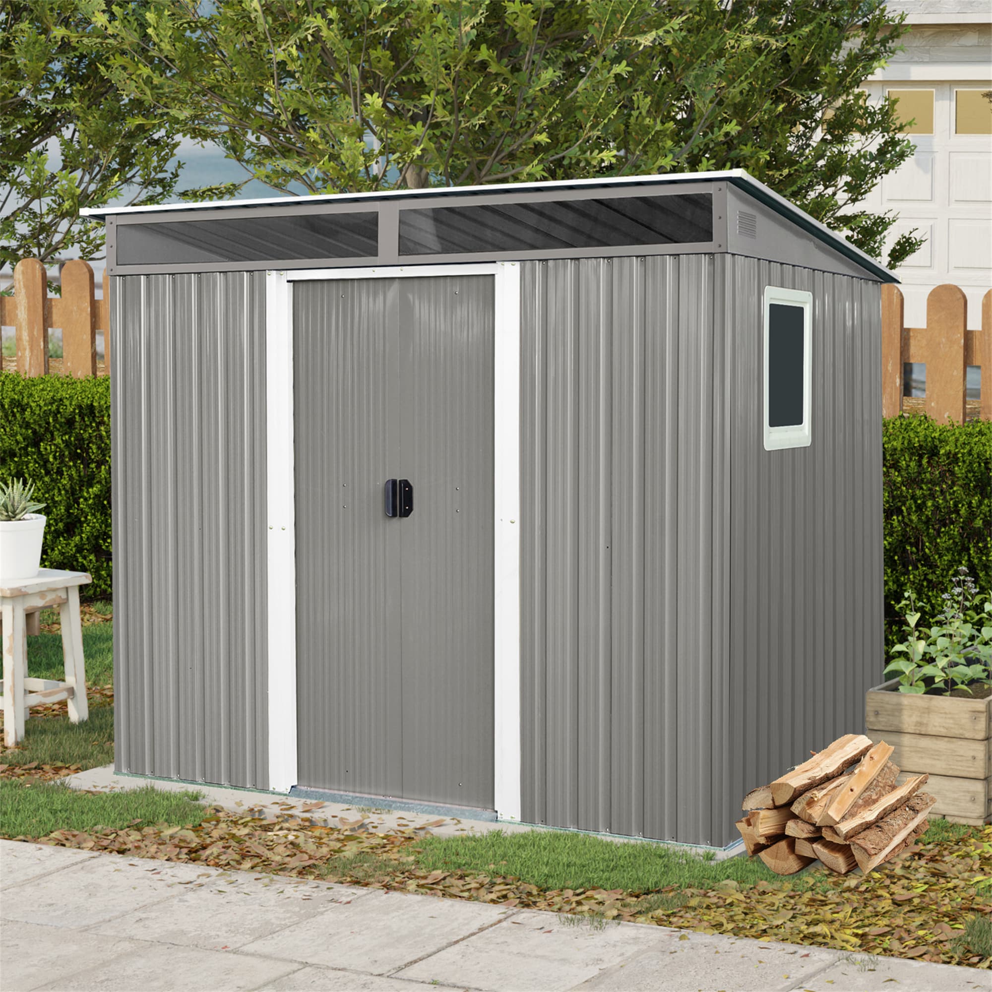 BABOOM BOM-185320-OR 5.31-Feet x 7.81-Feet Galvanized steel Storage Shed