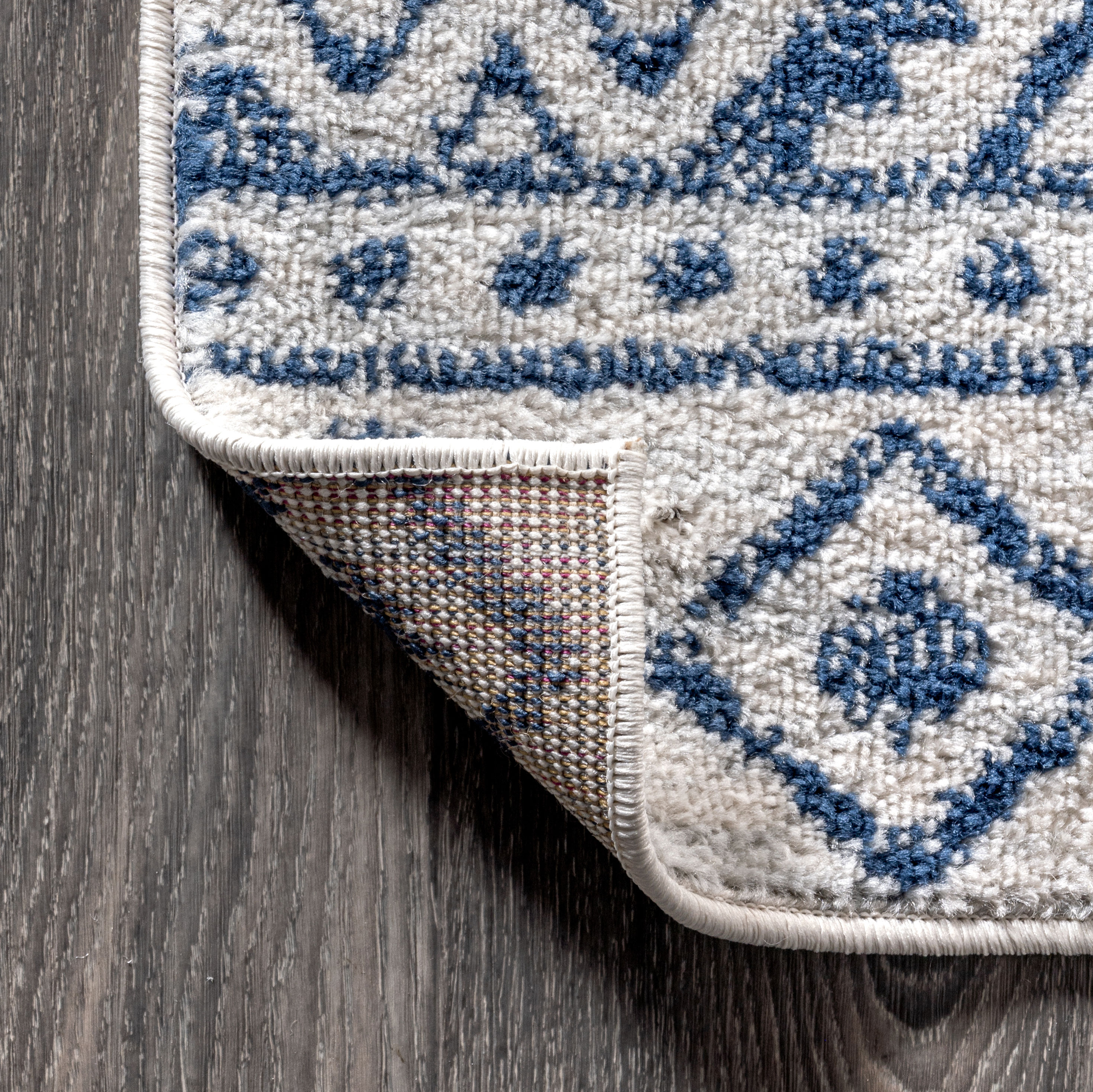 Blue Synthetic Reversible Rectangular 8' x 10' Area Rug
