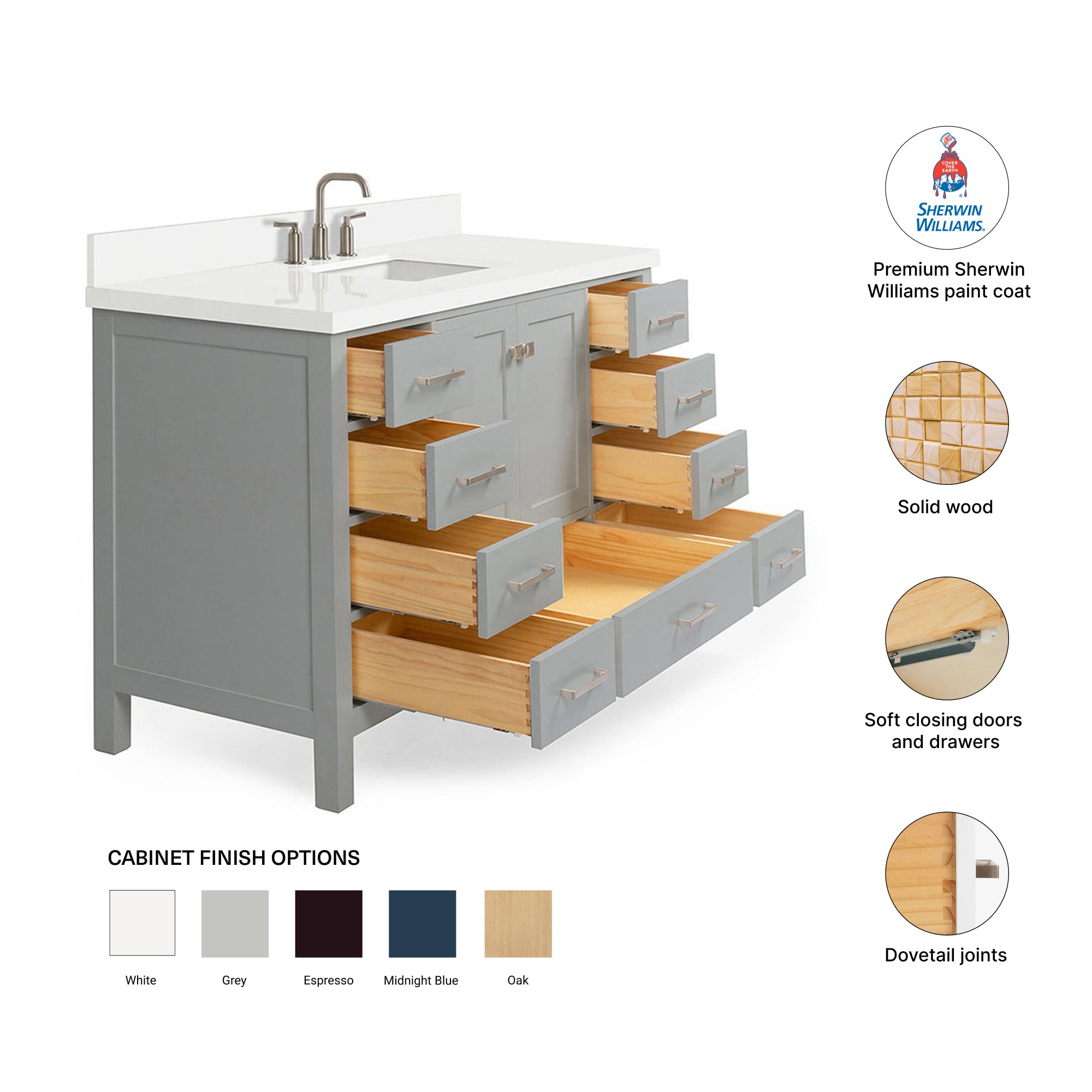 ARIEL A055SWQRVOGRY Bath-Vanity-Combo - View #4