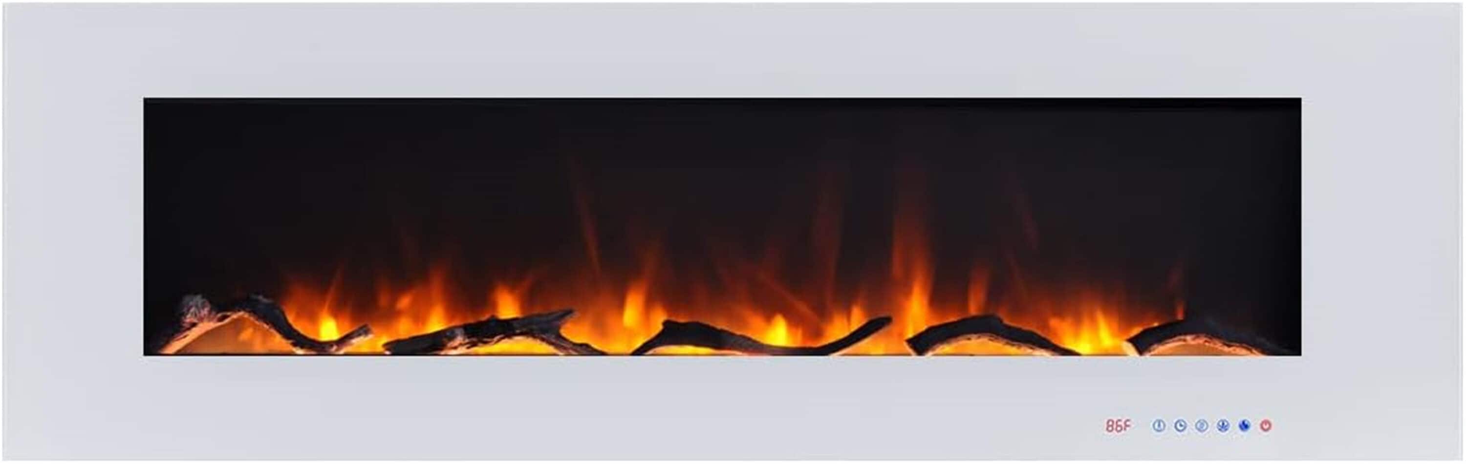 EdenDirect LW-WM60-WH 60-in W Black Wall mount Infrared quartz Flat wall Electric Fireplace with Remote Control Included