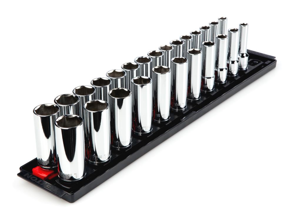 TEKTON 26-Piece Standard (SAE) and Metric 1/2-in Drive 6-point Set Deep  Socket Set at