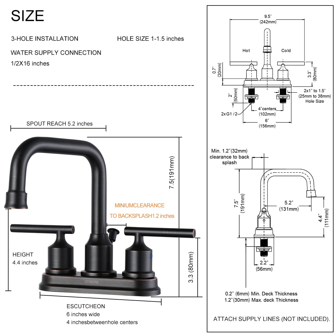 WOWOW 2321400RB-LW Lavatory-Faucets - View #5