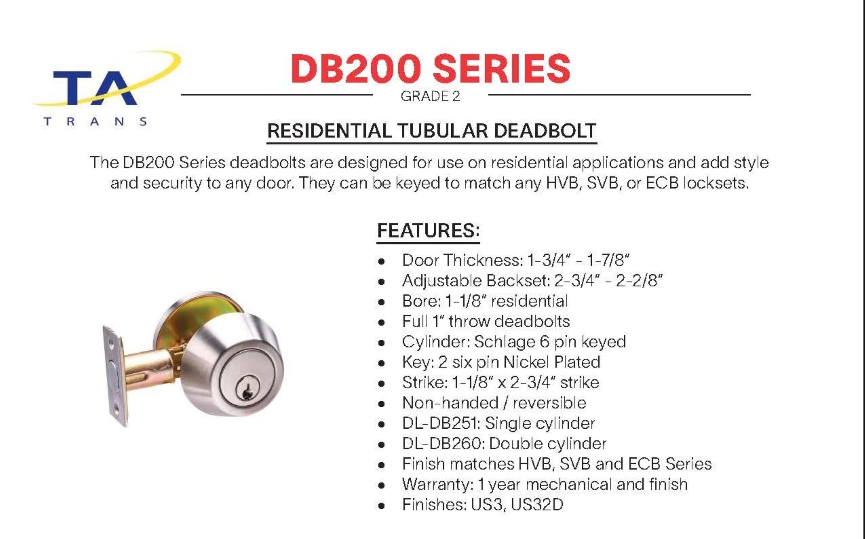 Trans-Atlantic Co DL-DB251IC-US32D Door-Deadbolts - View #8