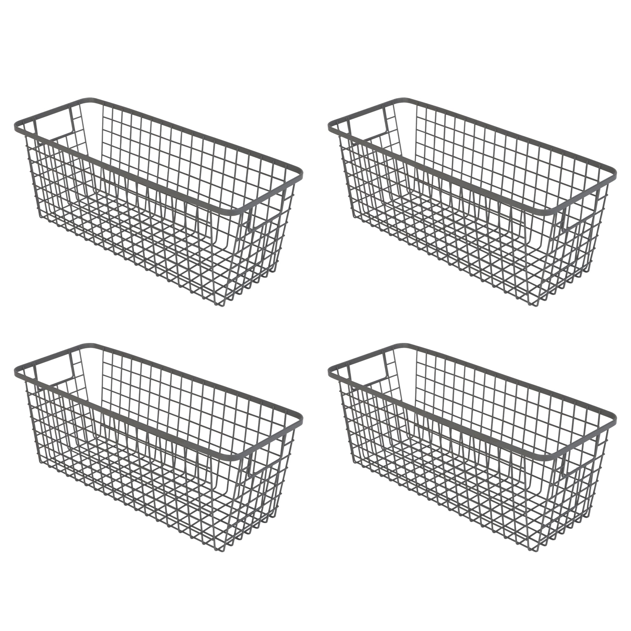 Smart Design 8005601AS4 4 -Pack ( 6-in W x 6-in H x 16-in D ) Gunmetal Steel Basket