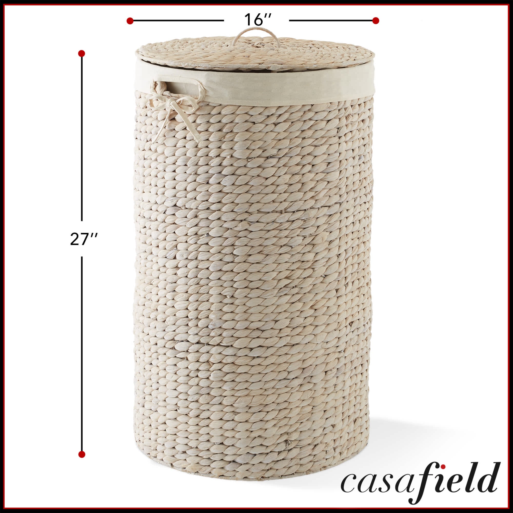 Casafield Round Laundry Hamper with Lid and Removable Liner Bag ...