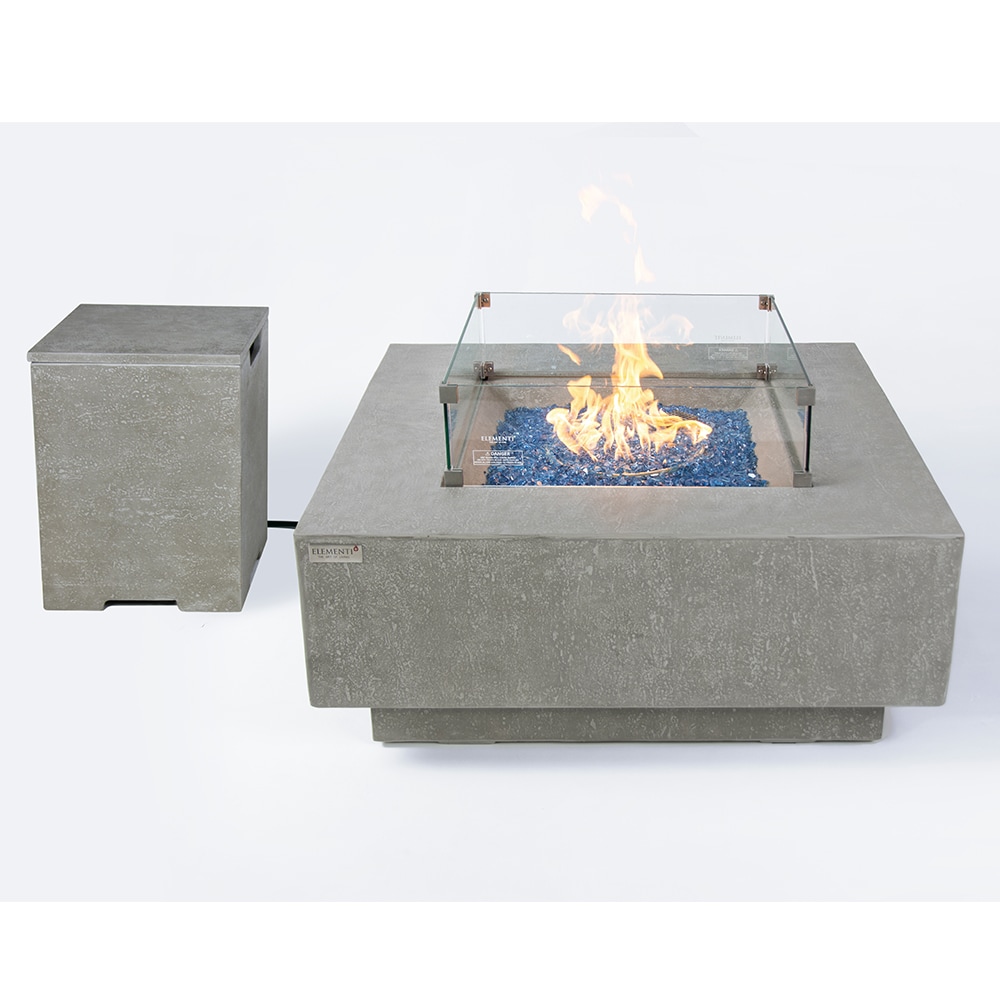Victoria Light Grey Square Concrete Gas Fire Pit Table