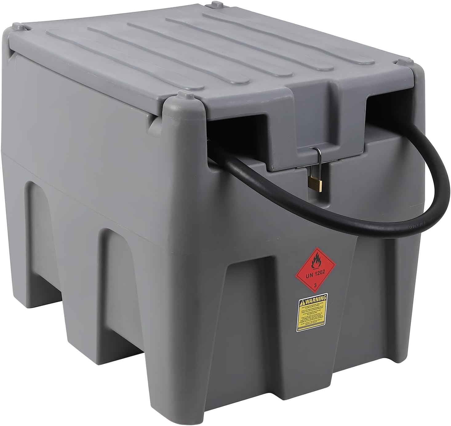 Der Rose GWPAU-3MEKBS3E 48 Gallon Portable Diesel Fuel Tank with 12v Transfer Pump10 GPM Flow 13Ft Hose Auto Shut-Off Nozzle Heavy-Duty Diesel Transfer Tank PE Fuel Transfer Tank for Truck Generator Farm Construction Use GREY