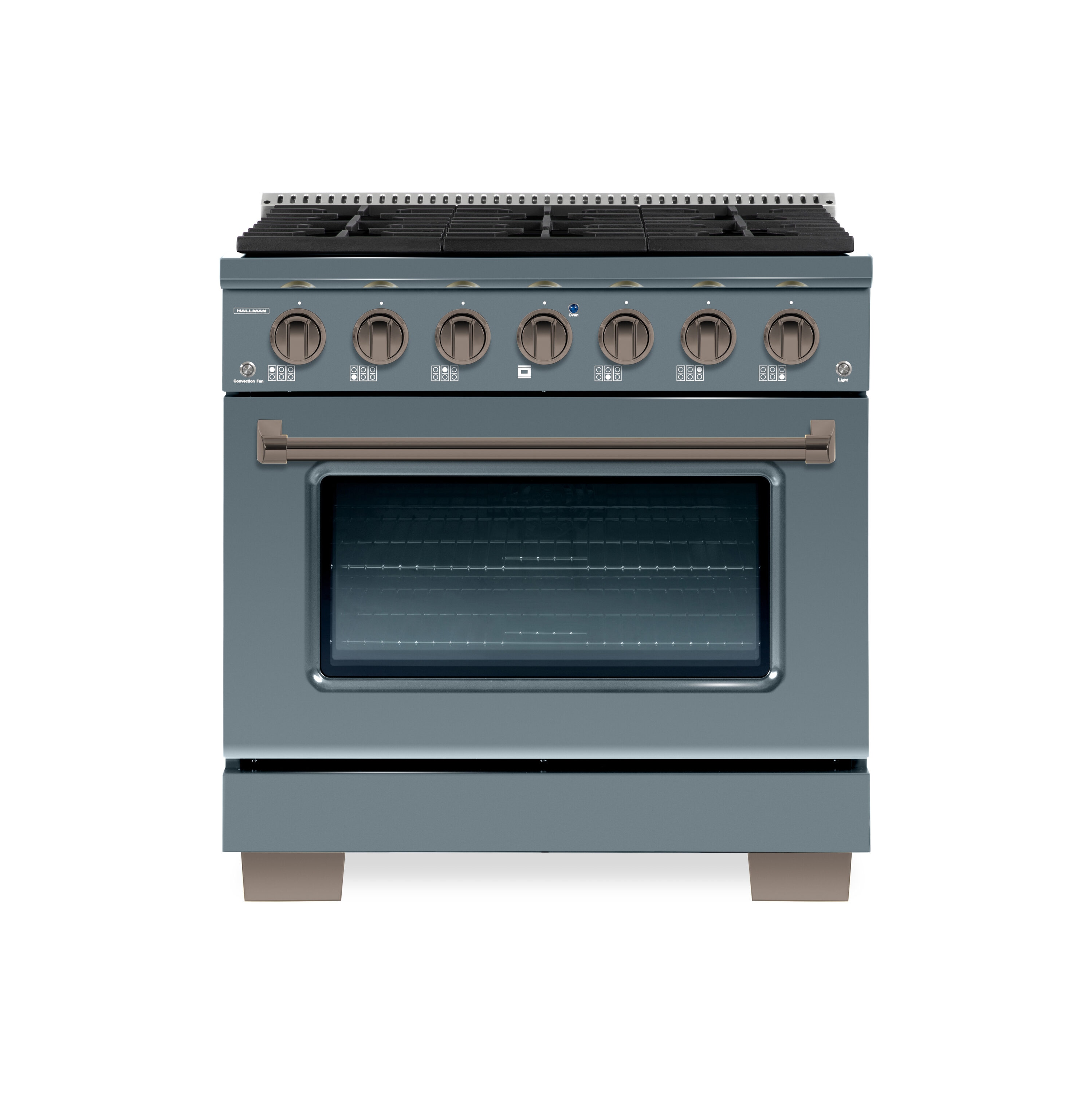 Hallman HBRG36BZGR 36-in 6 burners 5.2-cu ft Convection Oven Freestanding Natural Gas Range ( Blue/Grey )