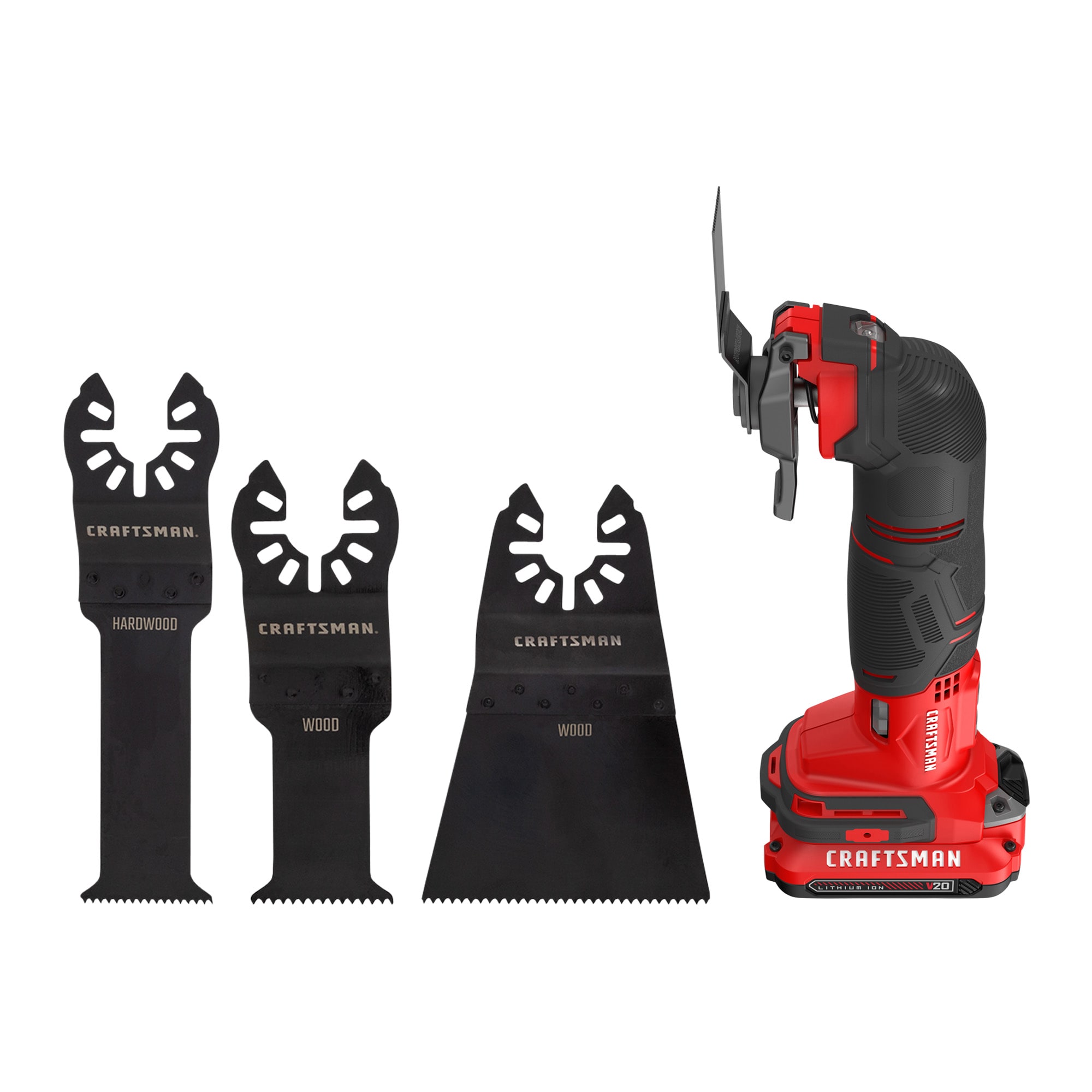 CRAFTSMAN 3-Pack High Carbon Steel Oscillating Tool Blade & V20 11-Piece 20-Volt Max Variable Speed Oscillating Multi-Tool Kit with Soft Case