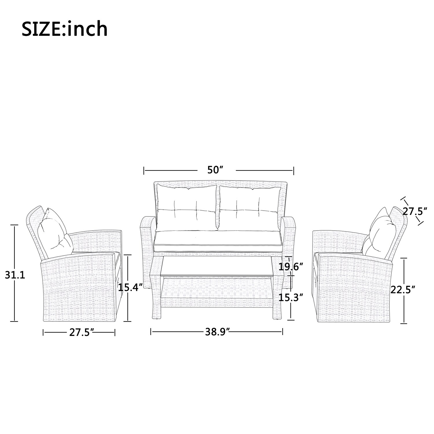 SINOFURN SYA020335GY Patio-Conversation-Sets - View #7