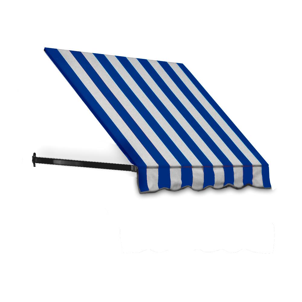 Awntech RR22-L-7BBW Dallas Retro 88.5-in Wide x 24-in Projection x 31-in Height Fabric Bright Blue/White Stripe Striped Fixed Window/Door Awning
