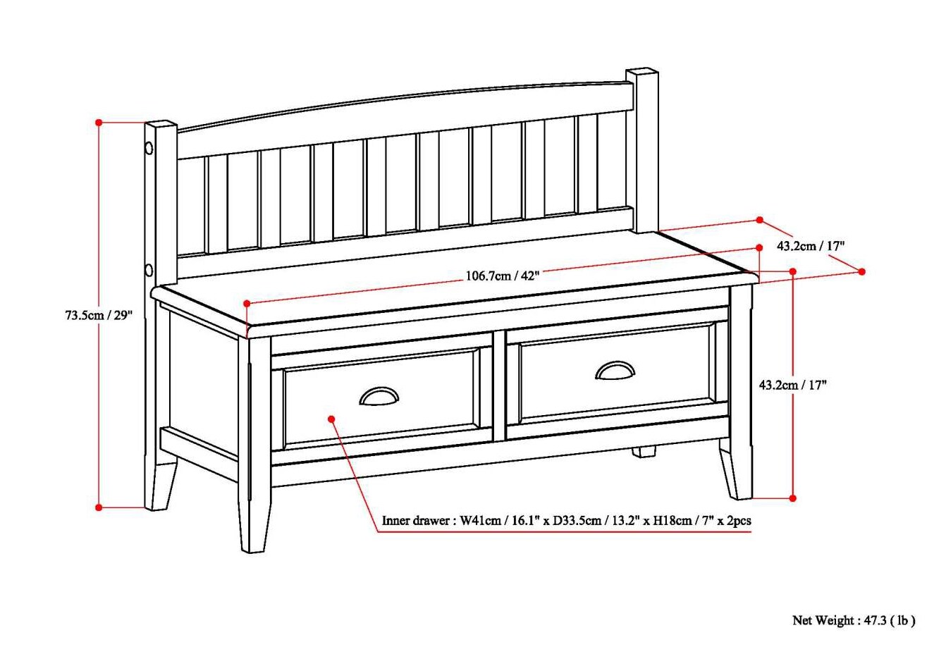 Simpli Home AXCRBUR13-MAH bench - View #10
