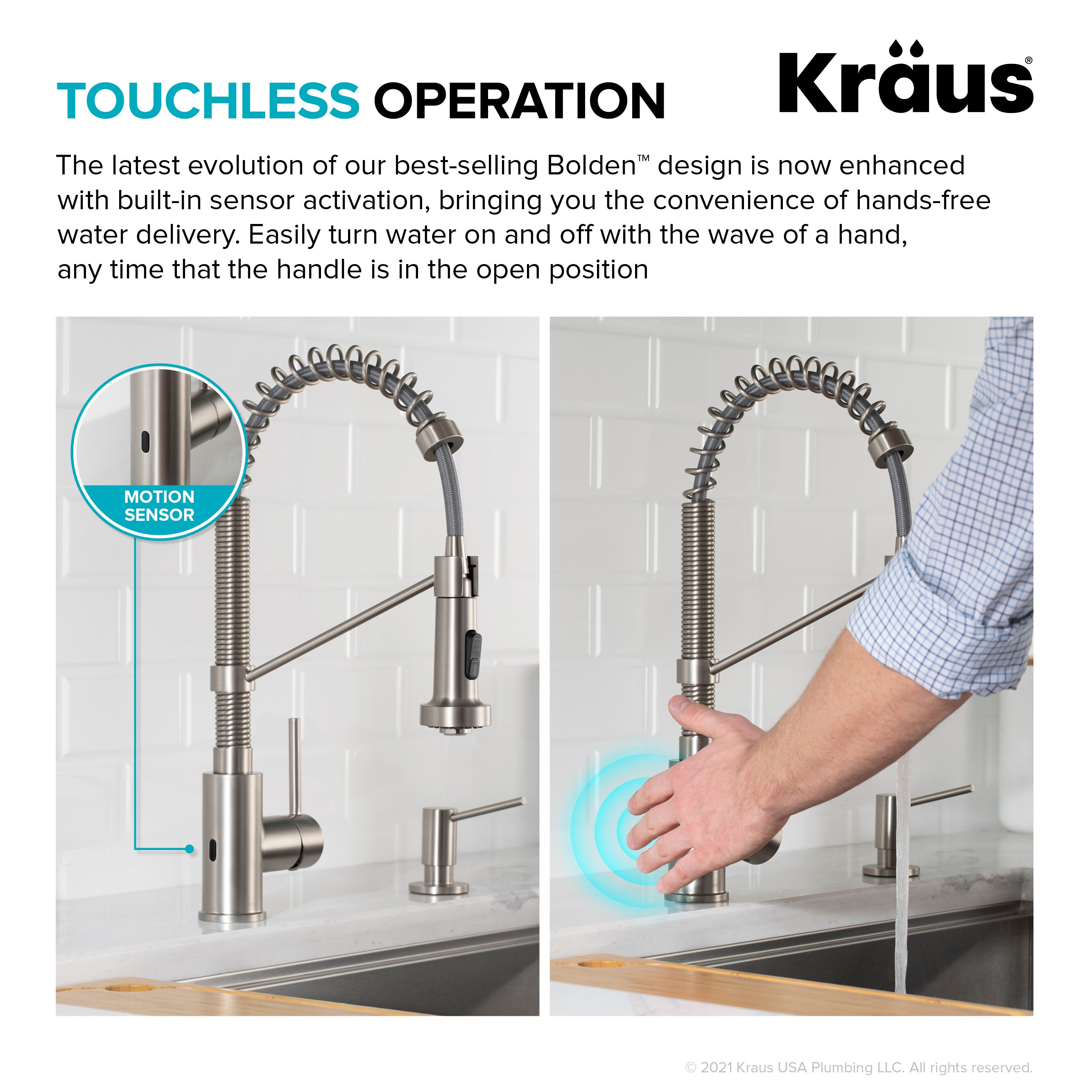 Kraus Bolden Matte Black Single Handle Touchless Pull-down Kitchen ...