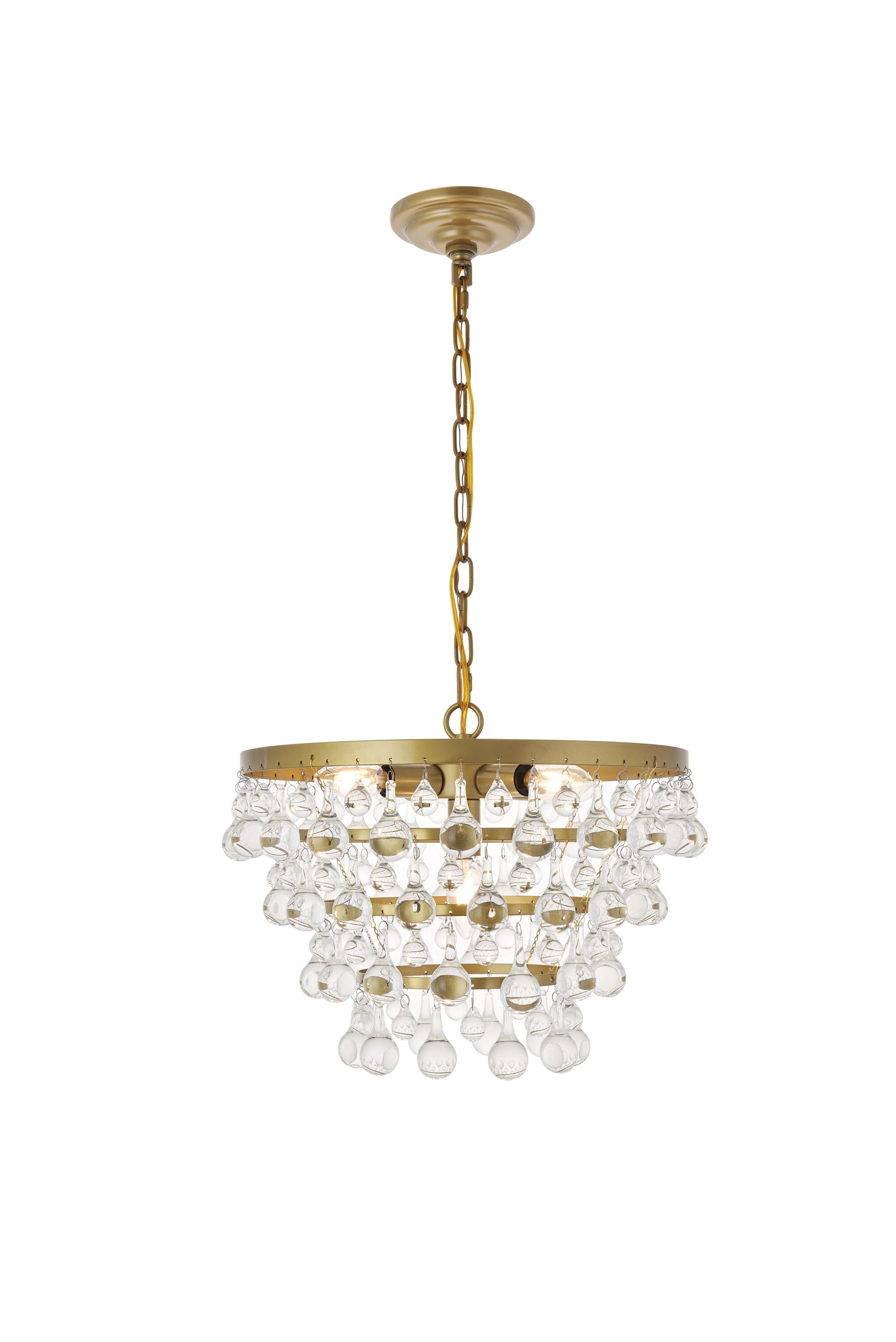 Elegant Brass and Glass 5-Light Pendant Chandelier