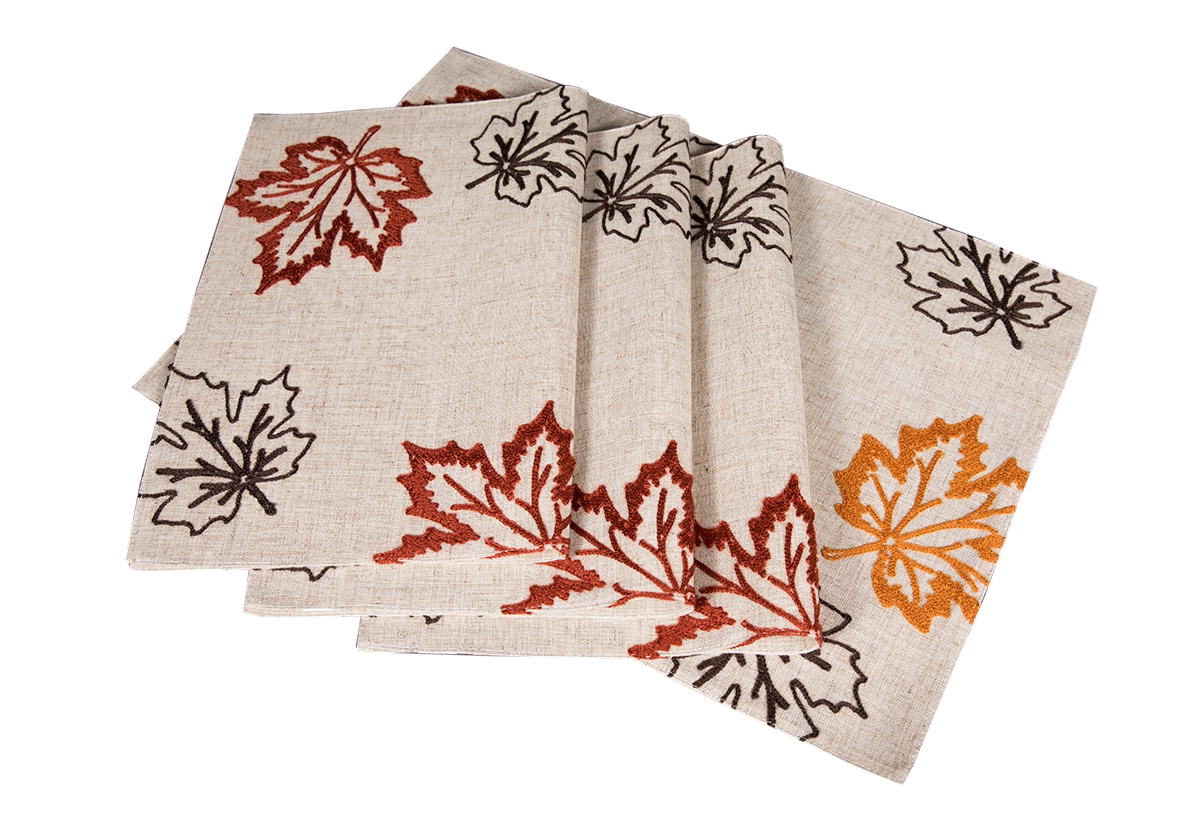 XIA Home Fashions XD171431420NATURAL 20-in Leaves Tabletop decoration Placemat 4 -Pack