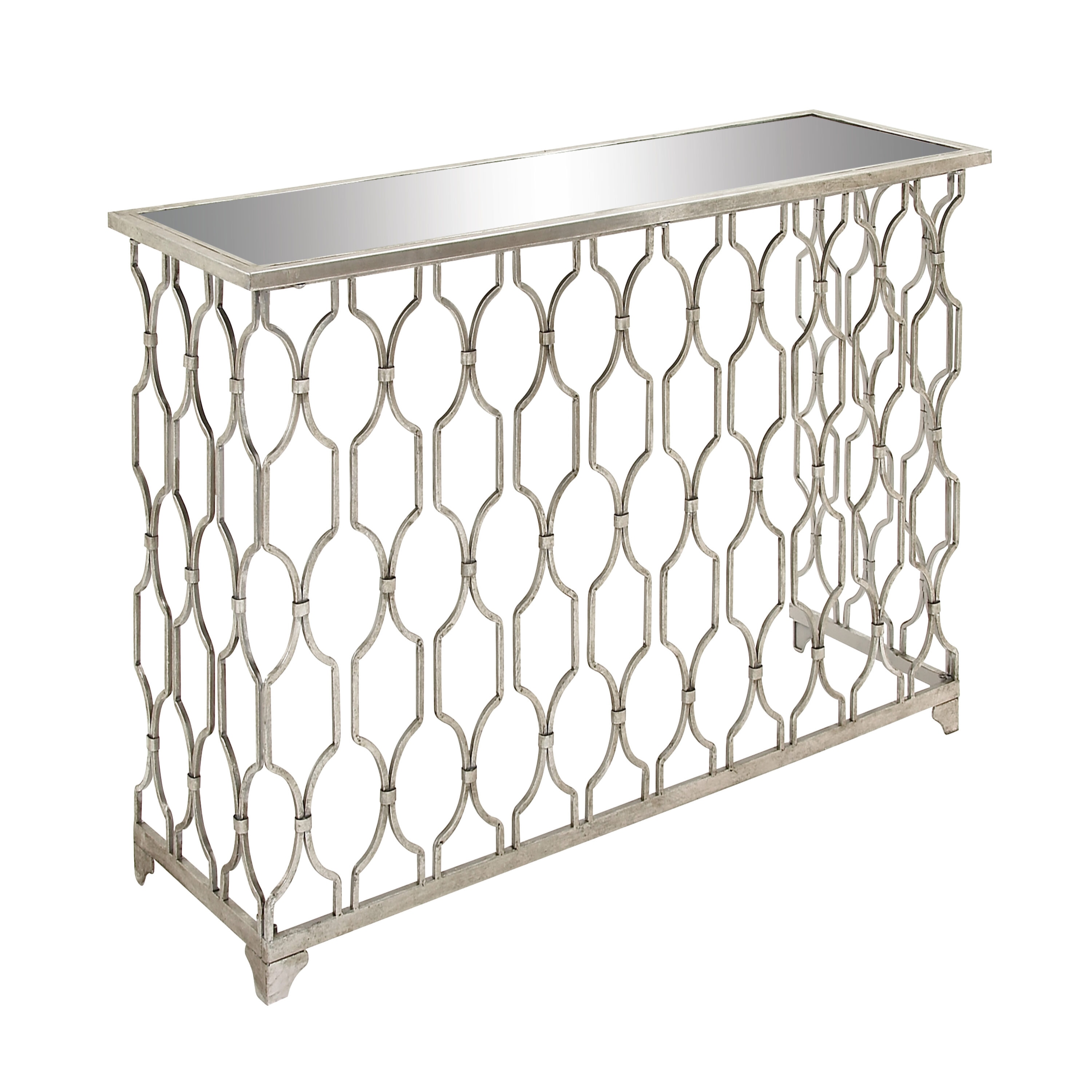 Grayson Lane Modern Silver with Mirrored Glass Top Console Table at ...
