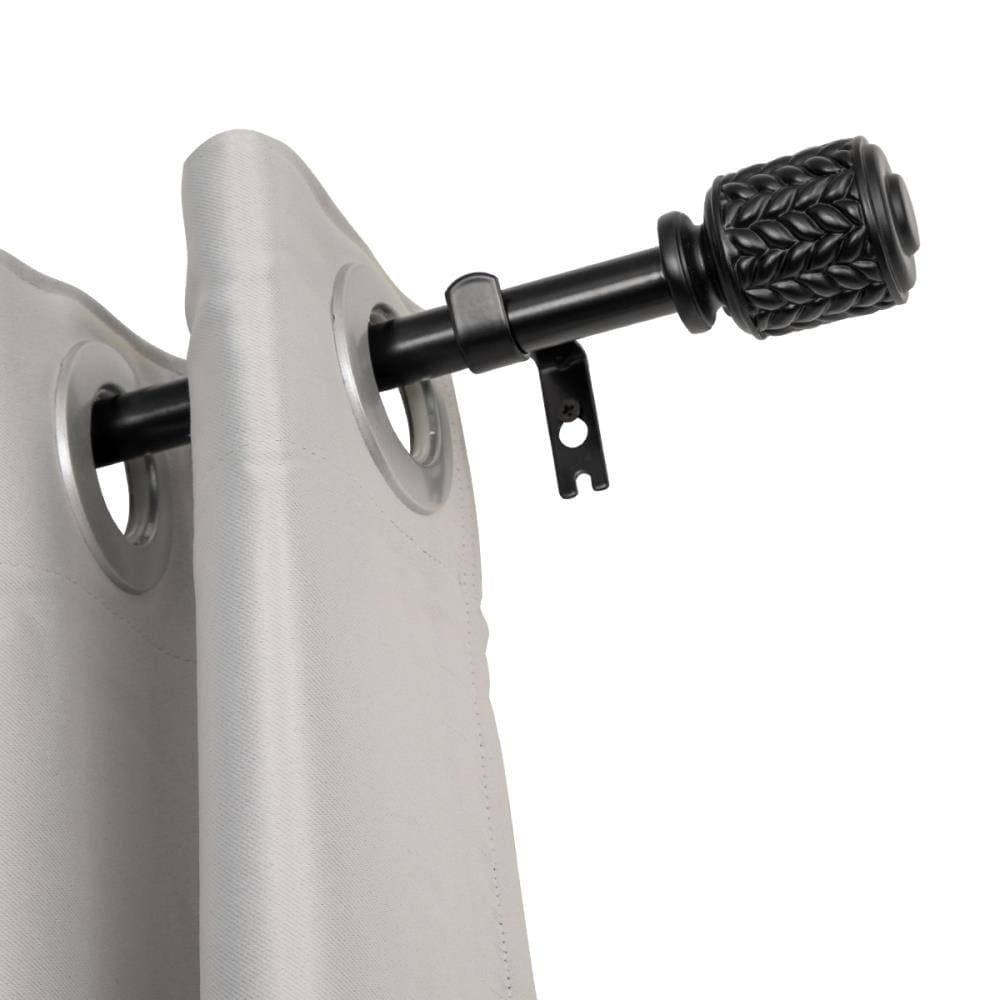 Utopia Alley D82Z 28-in to 48-in Black Iron Single curtain rod with Finials