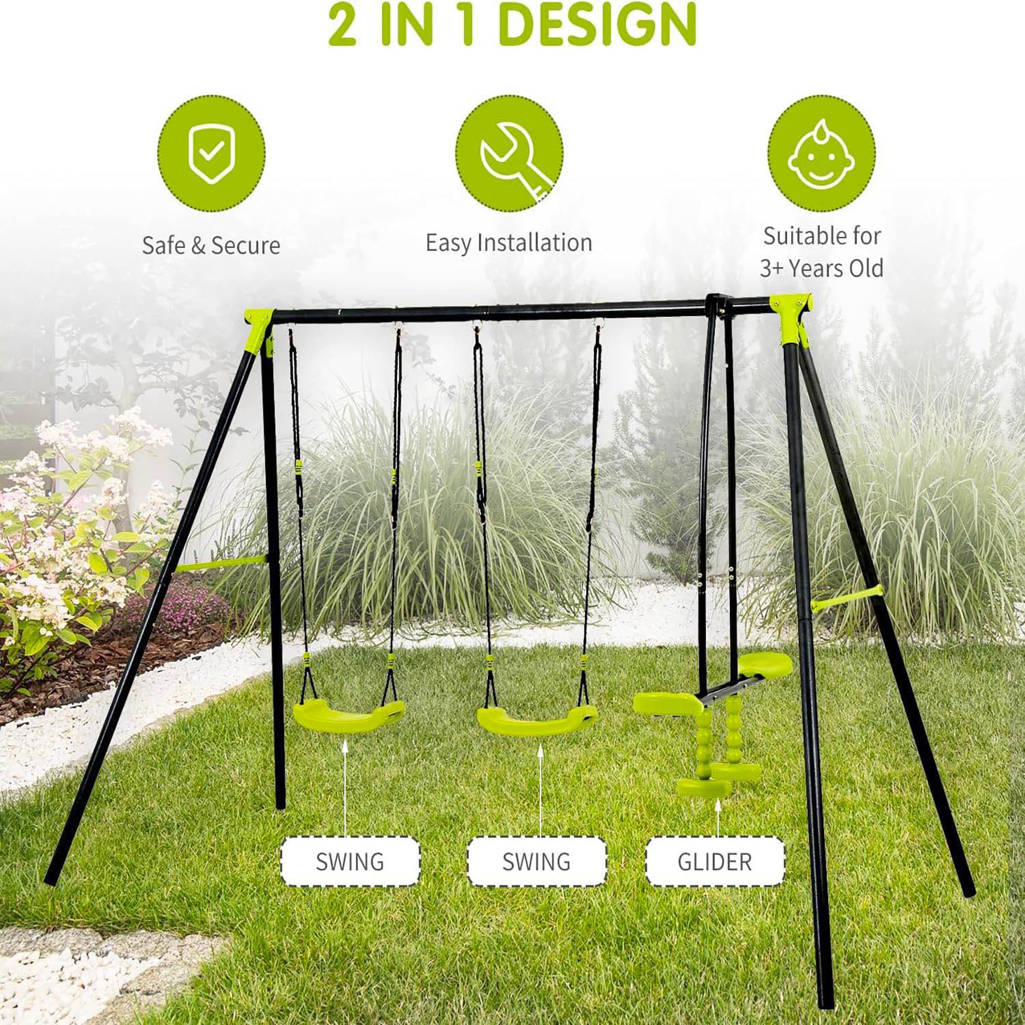 Fun Orange FUN25PS08 Kids Residential Metal Swing set with 3 Swings